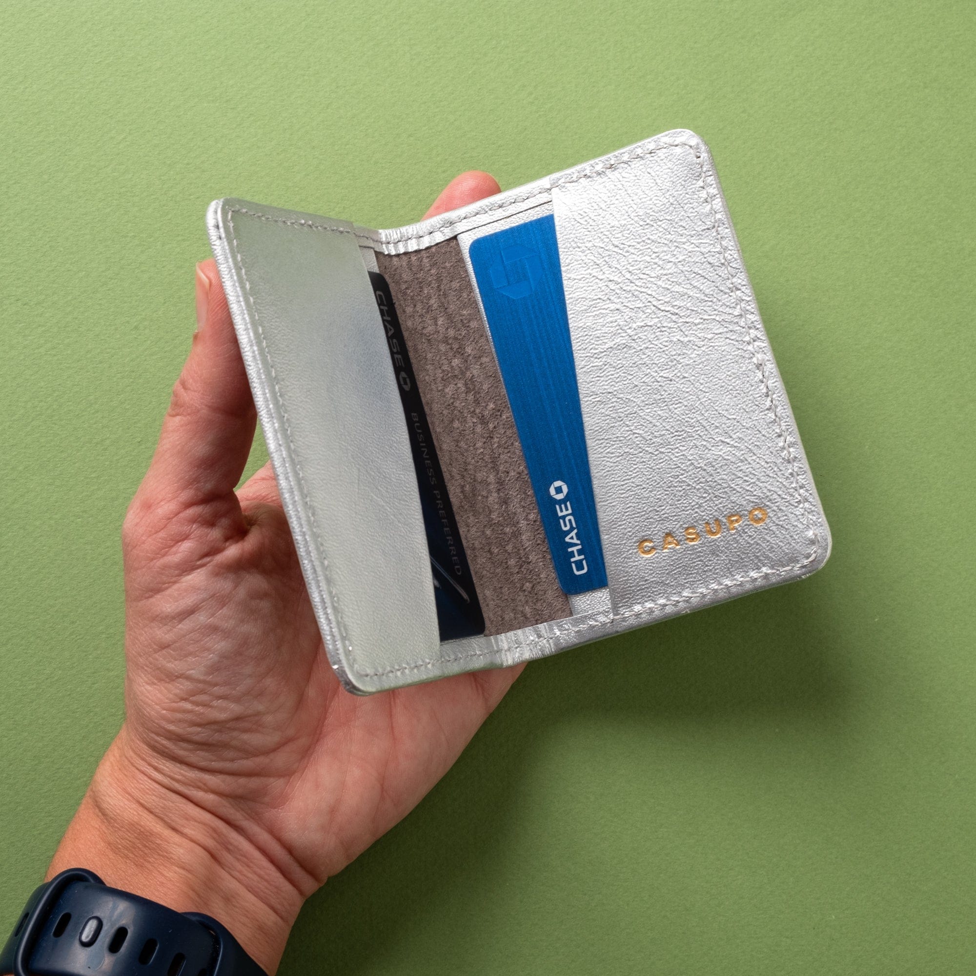 CASUPO Small Bifold Compact Bifold with RFID Protection - Silver