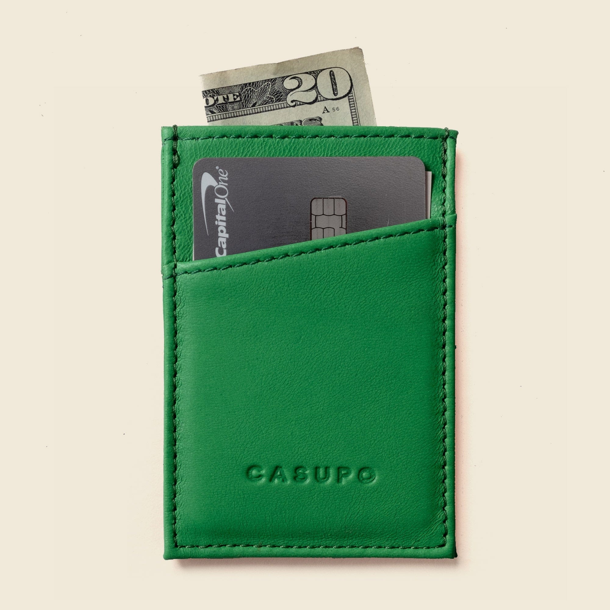 CASUPO Slim Card Holder Minimalist Wallet With RFID Protection - Green