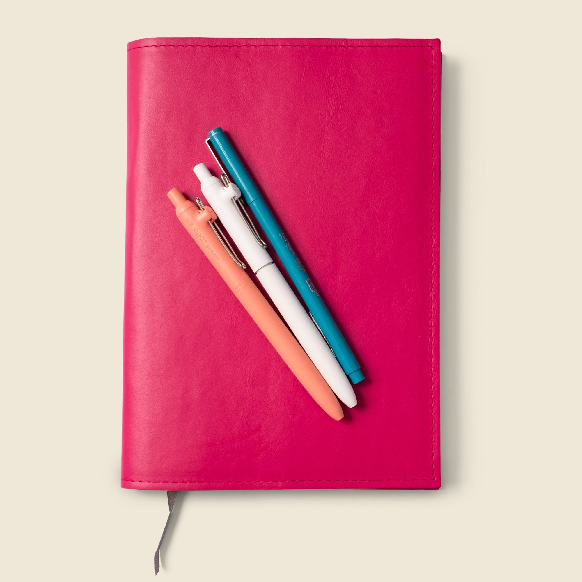 CASUPO Notebook Cover Refillable A5 Leather Notebook Cover – Pink