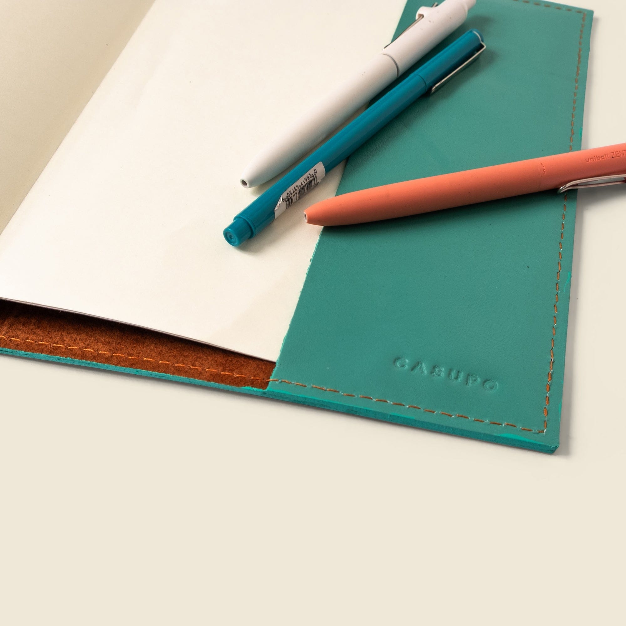 CASUPO Notebook Cover Refillable A5 Leather Notebook Cover – Teal