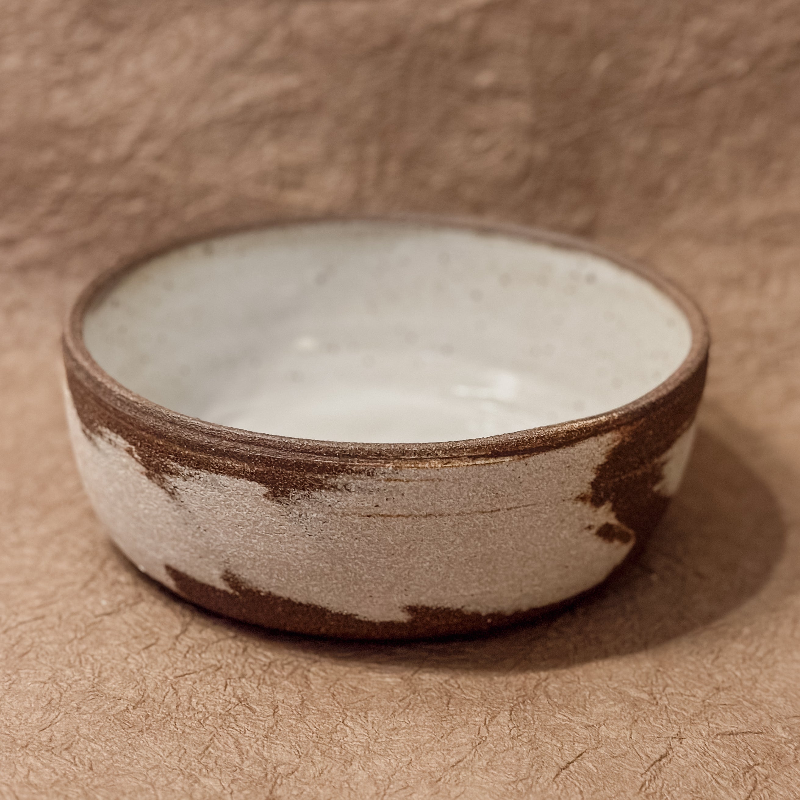 7" Dark Brown and White Marbled Ceramic Coupe Bowl