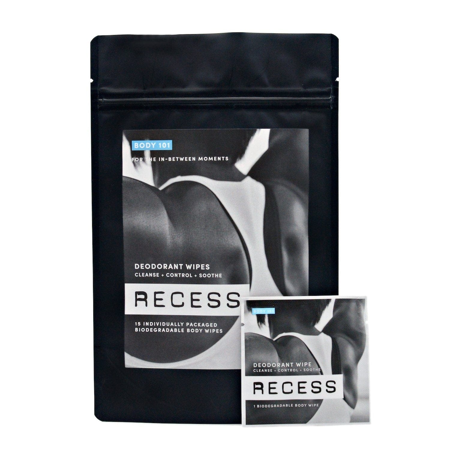 RECESS body wipe BODY 101: Deodorant Wipes (Pack of 15)