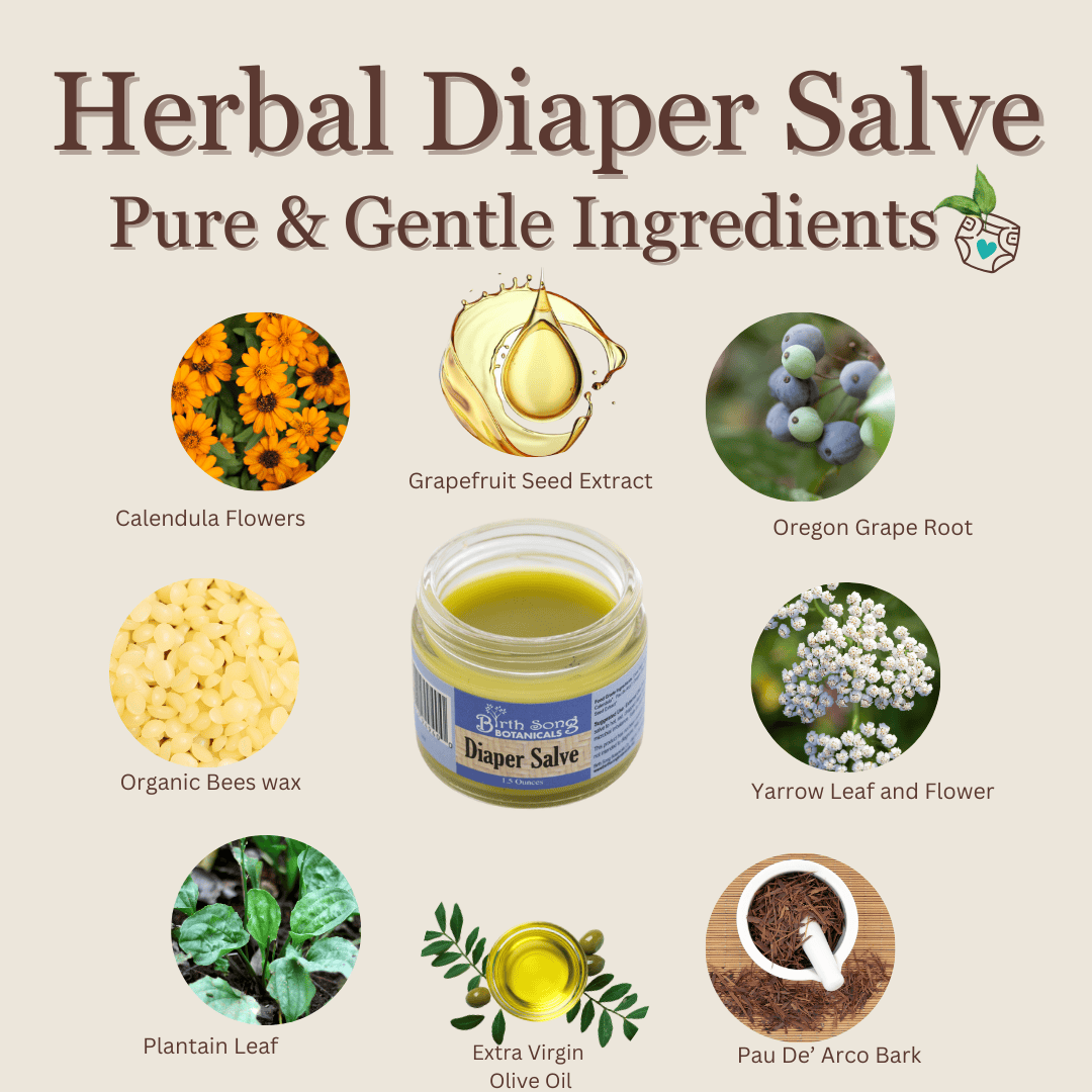 Birth Song Botanicals Co. Skin Care Default Herbal Baby Diaper Rash Cream With Calendula, Natural Baby Bottom Butter, Cloth Diaper Safe, Unscented