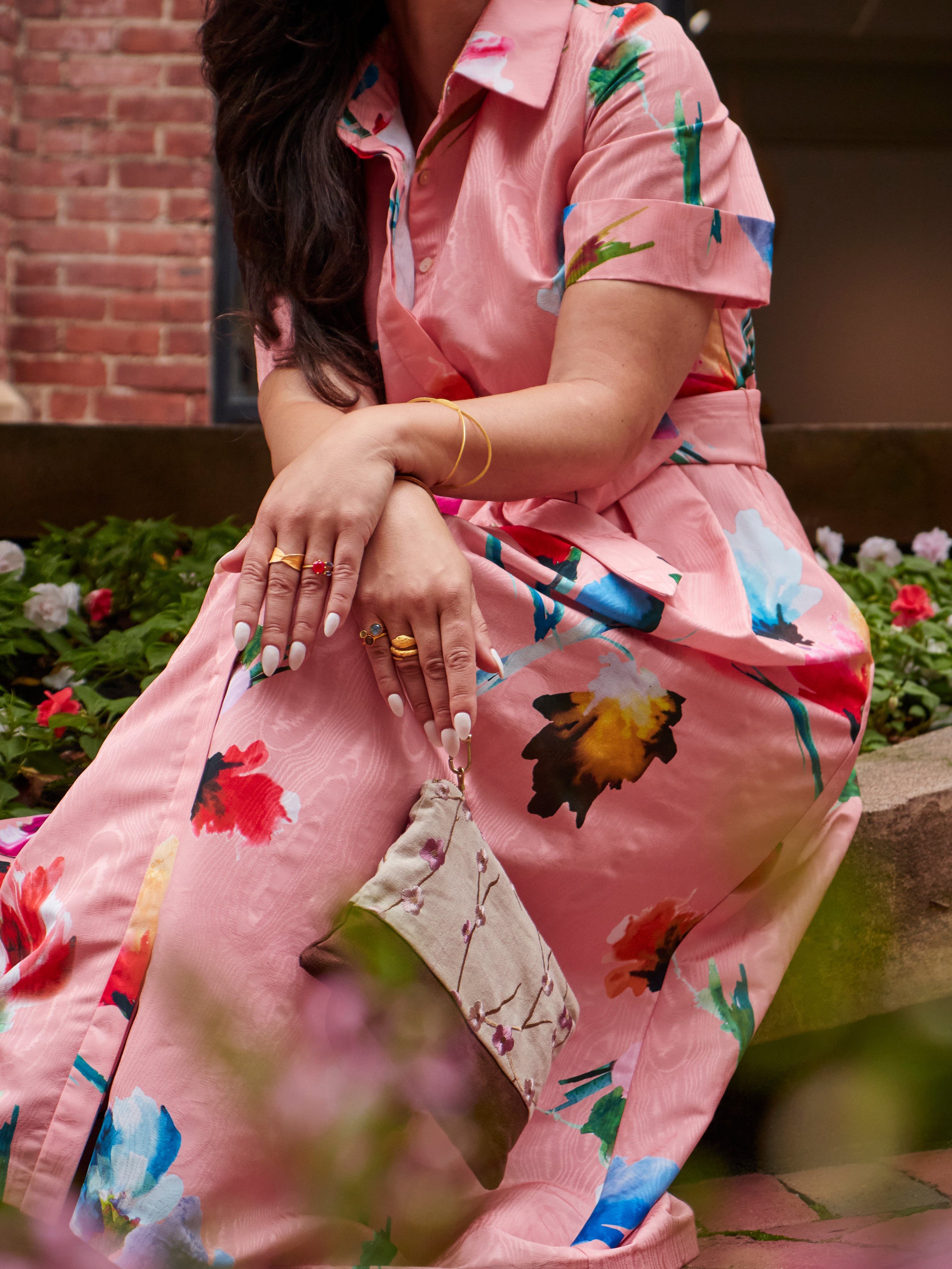 Alice Embroidered Linen Wristlet - My American Goods