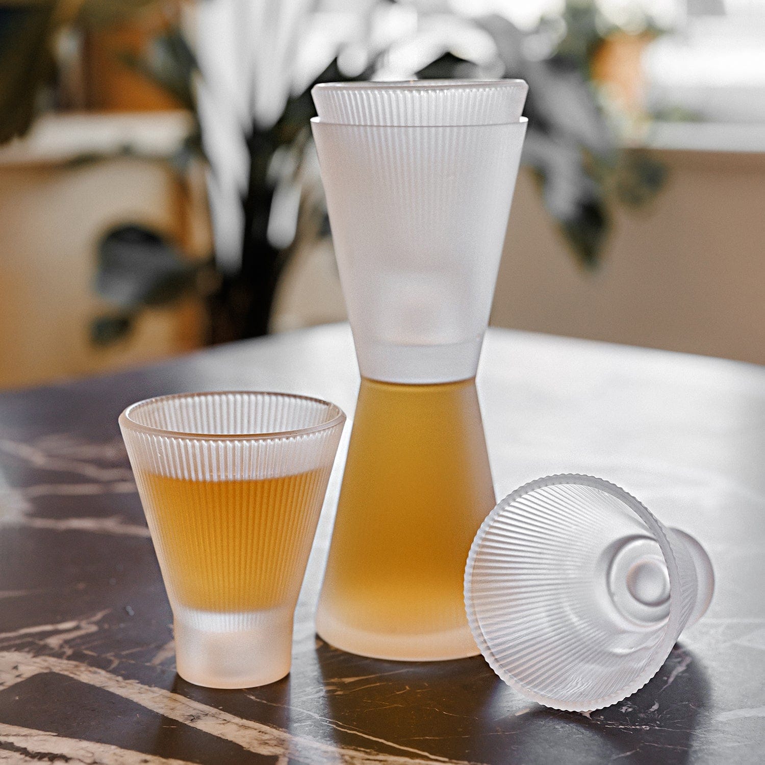 OZAIZ Frosted Decanter Drinkware + Tumbler Set