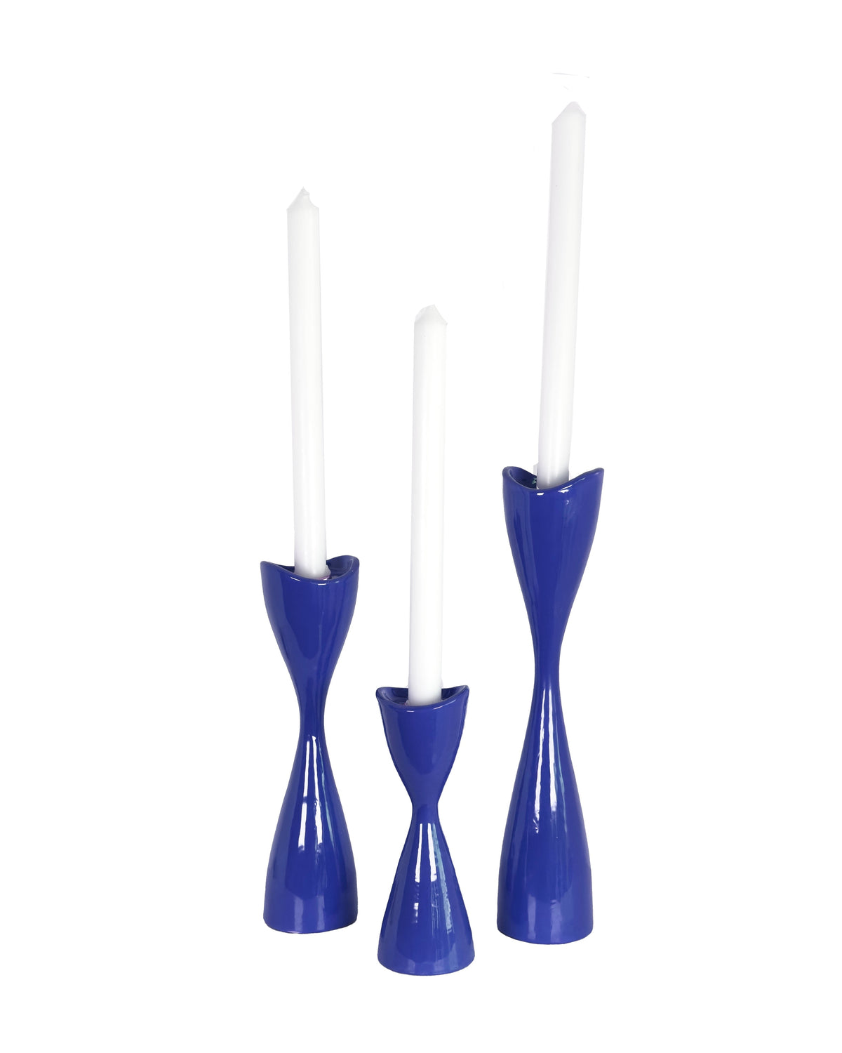 Tulip Candlestick Holders in Dutch Boy Blue