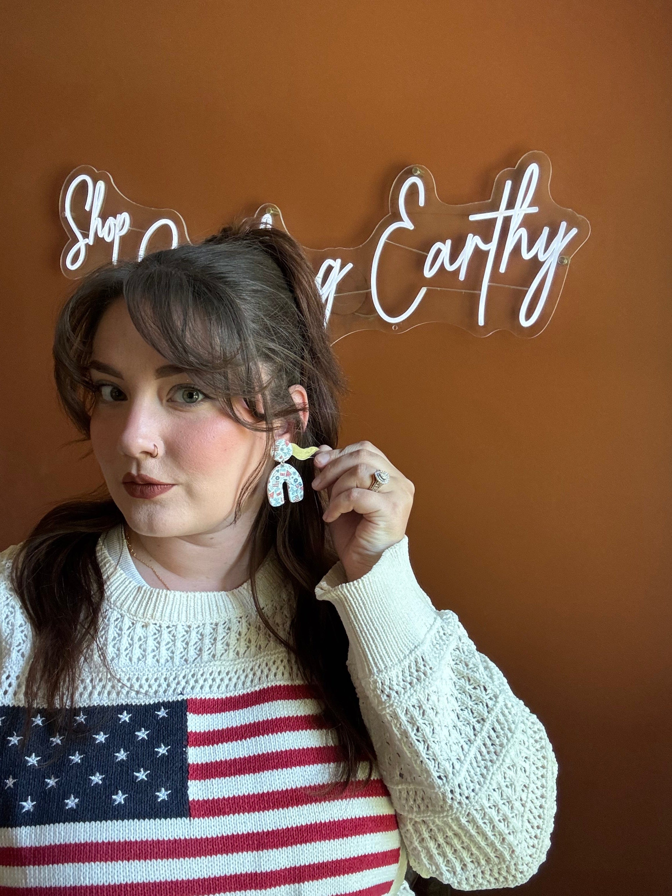 Shop Something Earthy Earrings Parker, in Americana