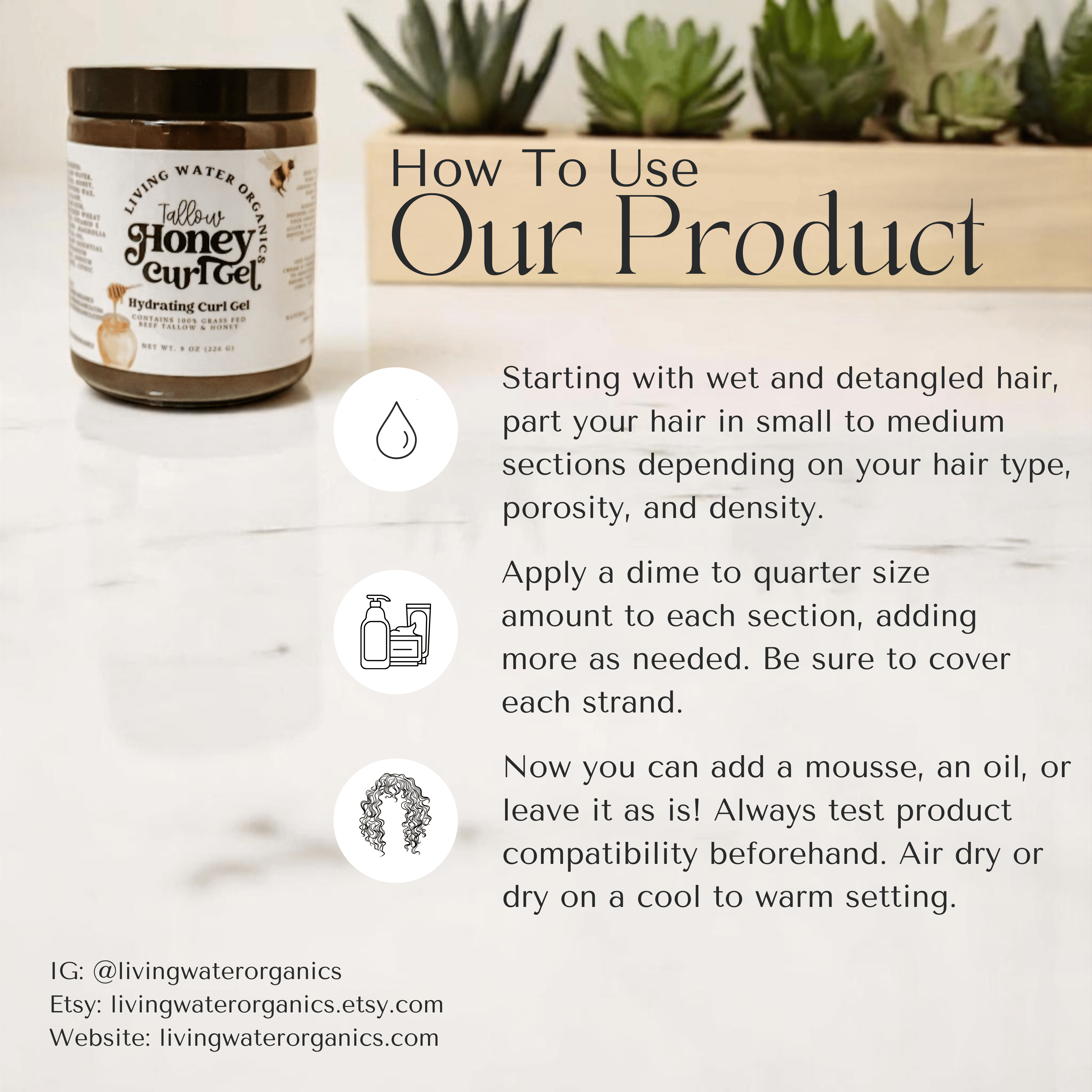 Tallow Honey Curl Gel with 100% Grass Fed Tallow (Medium to Strong Hold) - My American Goods