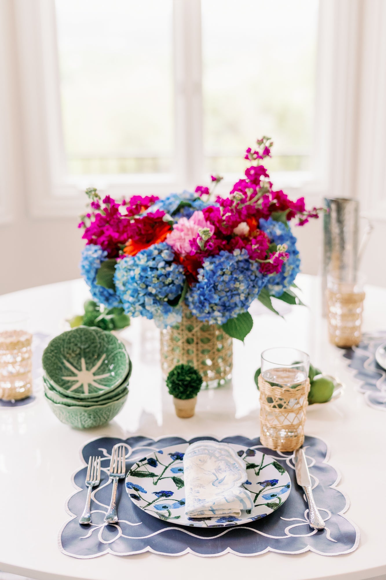 Set of Blue Posey China Plates (Set of 2, 4 or 8)