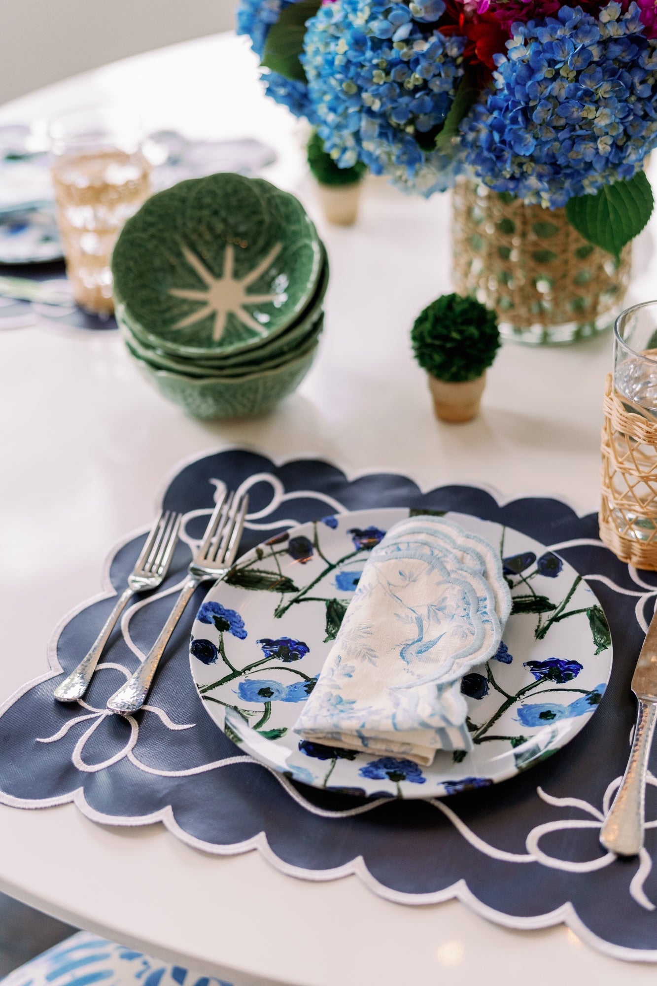 Set of Blue Posey China Plates (Set of 2, 4 or 8)