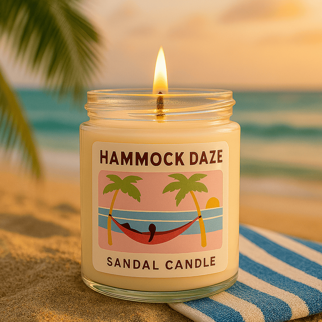 Hammock Daze β Scented Candle, 9 oz Jar, Amber, Agave & Melon - My American Goods