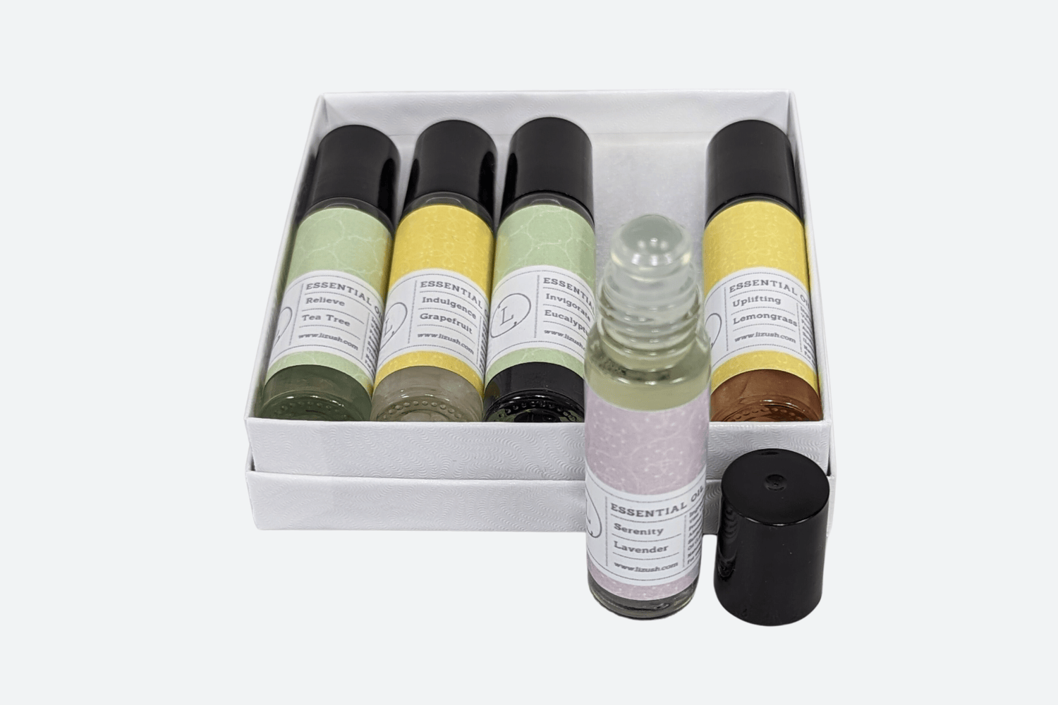 Lizush All Gifts Essential Oils Roll-On with Crystals - set of 5