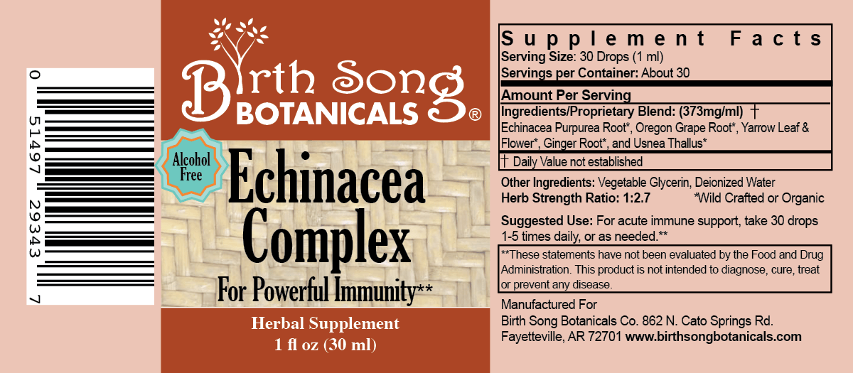 Birth Song Botanicals Co. Tinctures Echinacea Complex Herbal Tincture Liquid Echinacea Root Extract