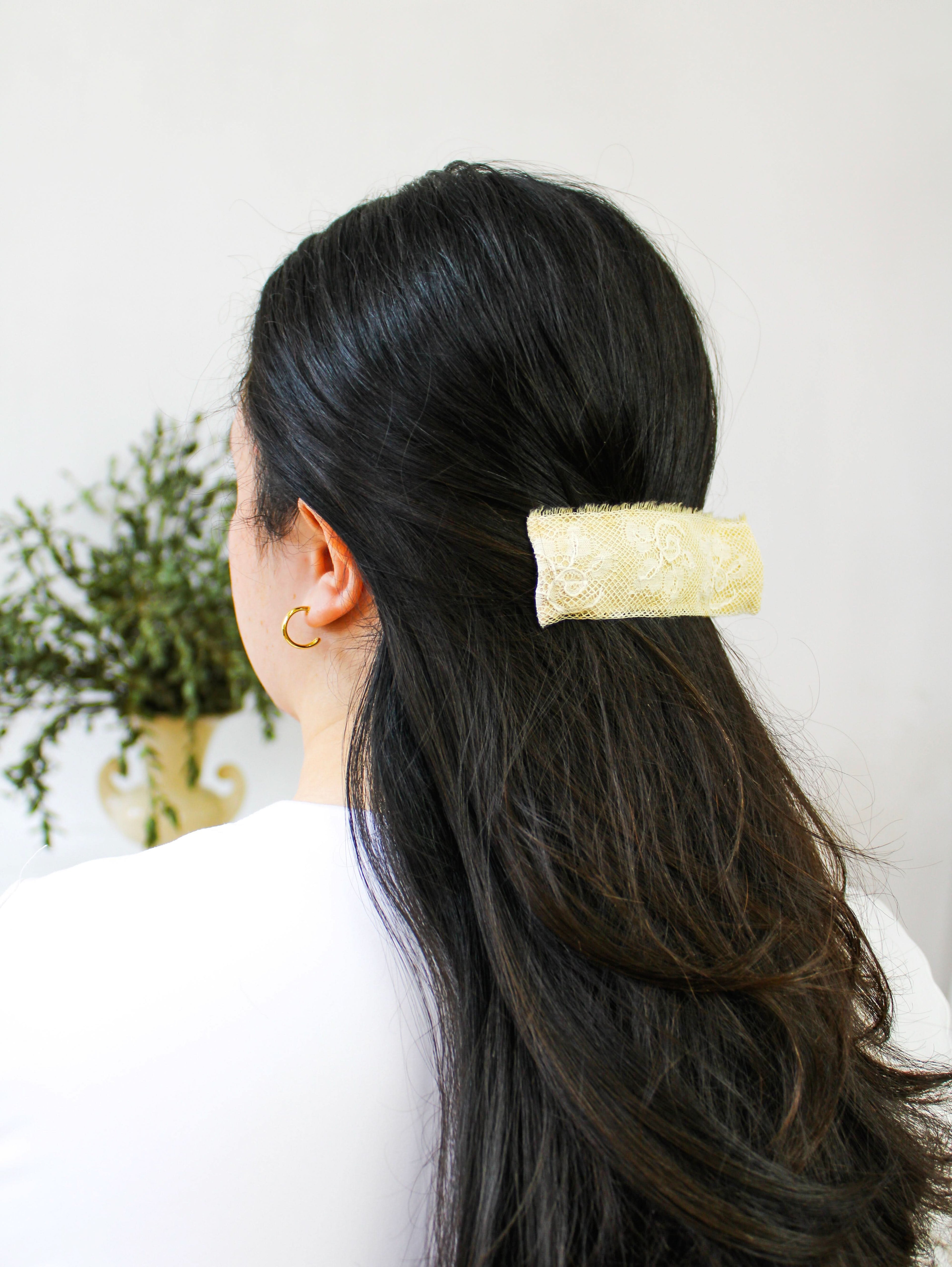 Ash & Rose Hair Clip Edith Lace and Linen Hair Clip