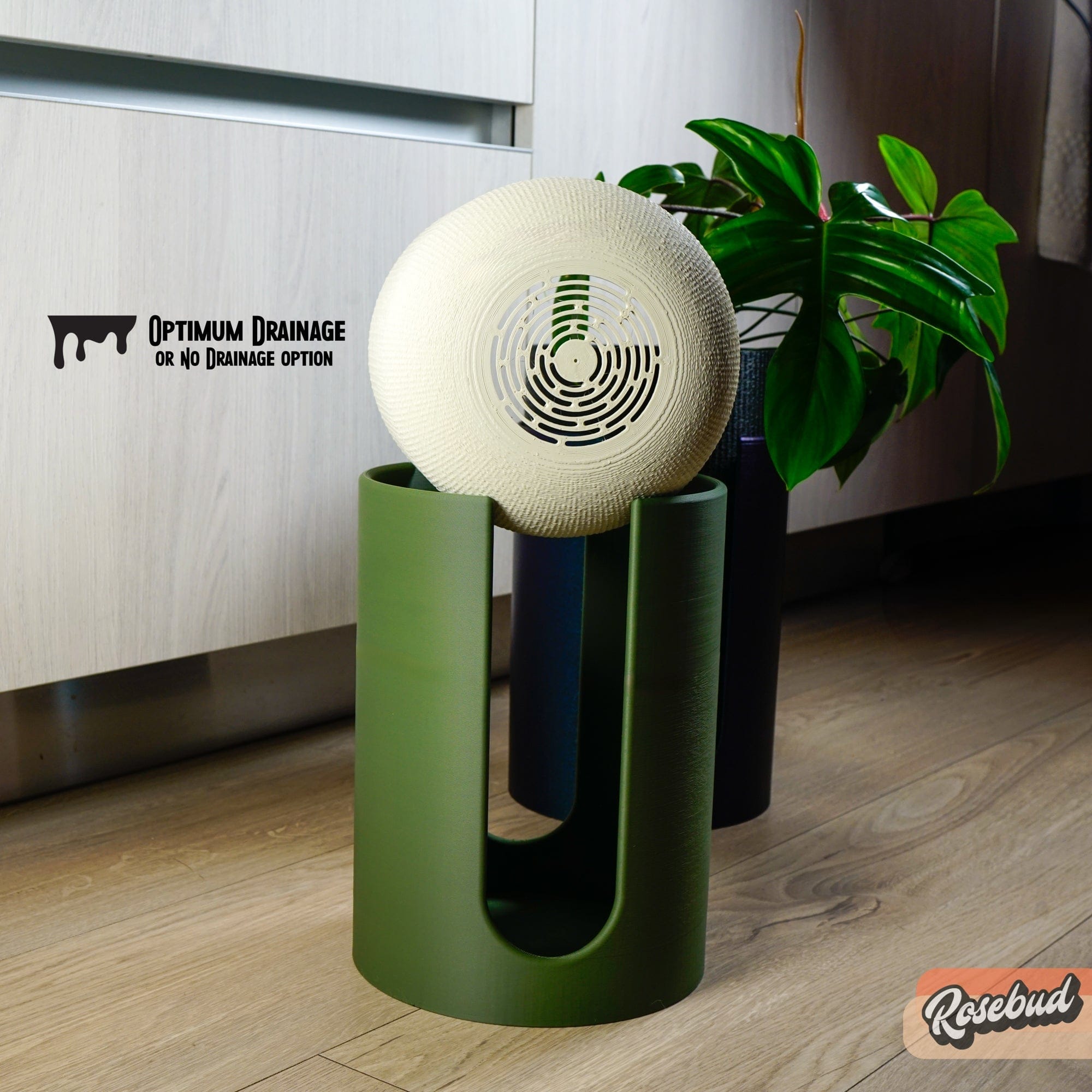 Modern Elevated Planter and Plant Stand Set - 2-Piece Plant Pot with Drainage in Multi Colors & Sizes, Mid-Century Modern Indoor Plant Stand - My American Goods