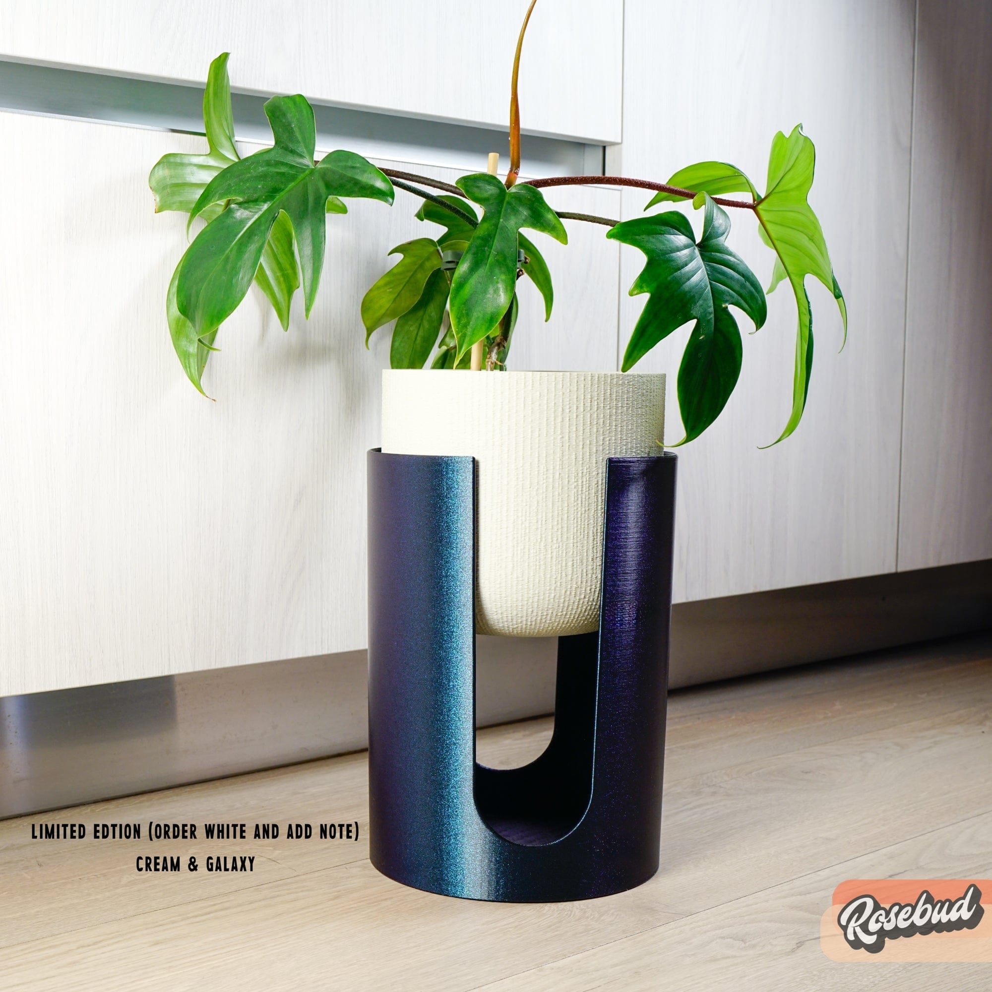 Rosebud HomeGoods Planter Modern Elevated Planter and Plant Stand Set - 2-Piece Plant Pot with Drainage in Multi Colors & Sizes, Mid-Century Modern Indoor Plant Stand