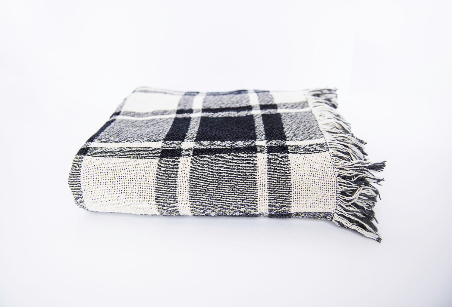 Ellis Graphite Black Plaid Cotton Throw Blanket