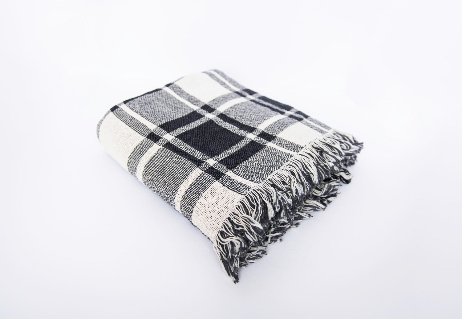 Ellis Graphite Black Plaid Cotton Throw Blanket