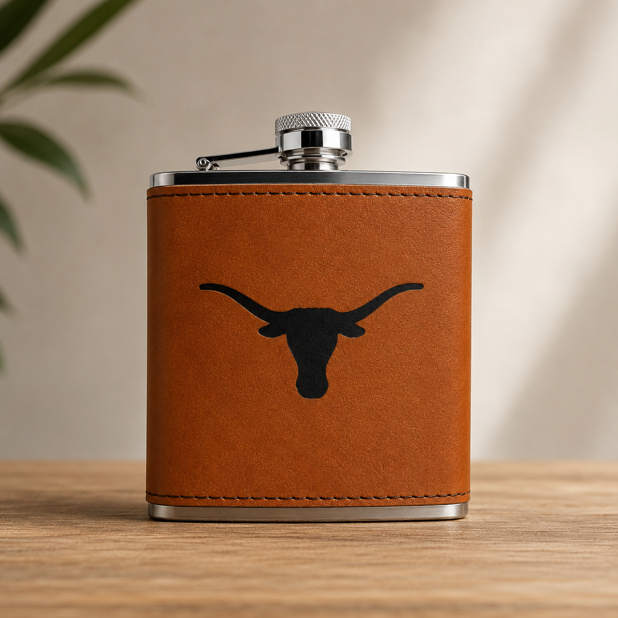 Texas Longhorns Leather Flask