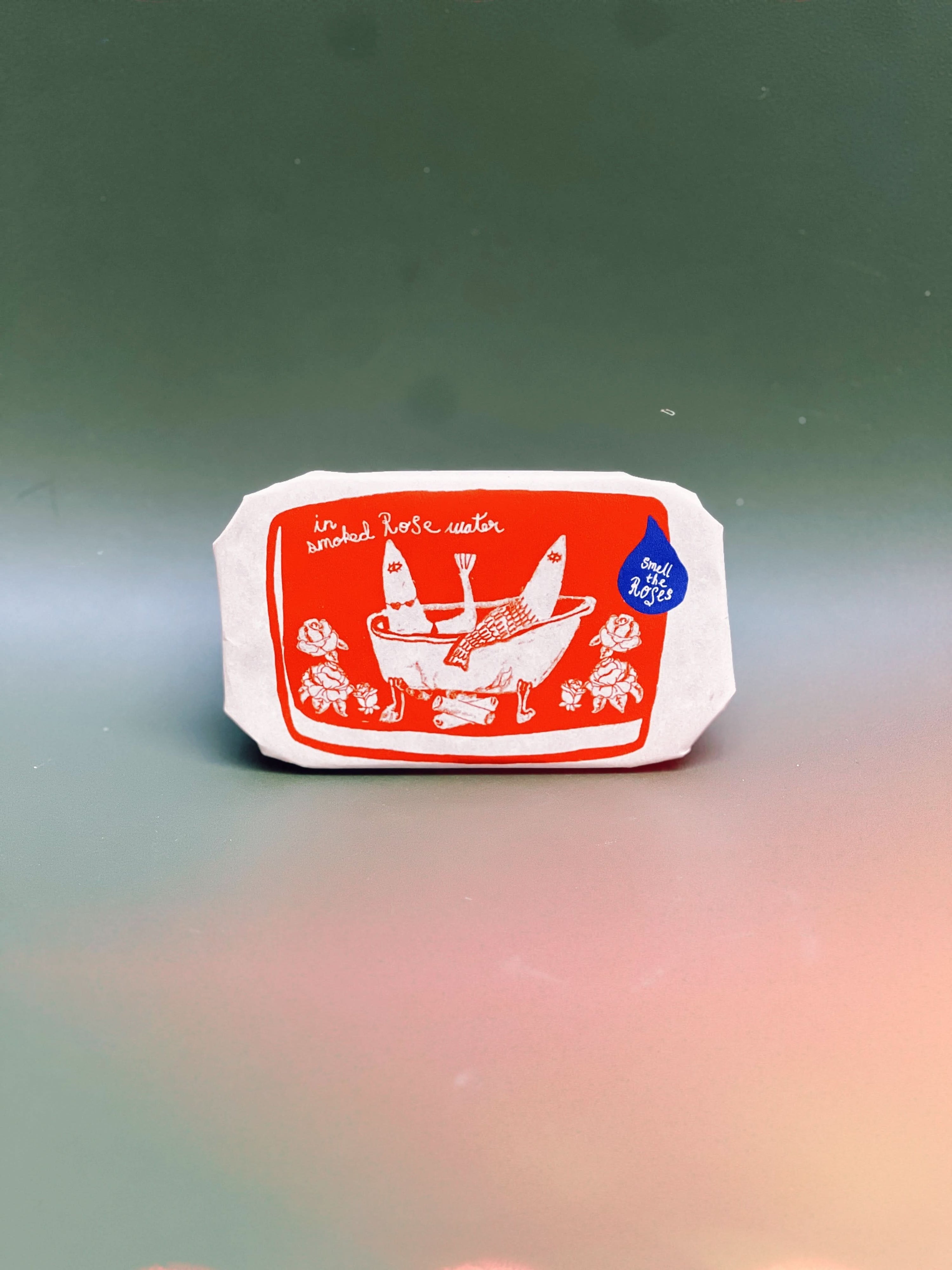 Tinned Candle Tinned Fish Candle - Smoked Rose Water (Roses and Campfire Scented)
