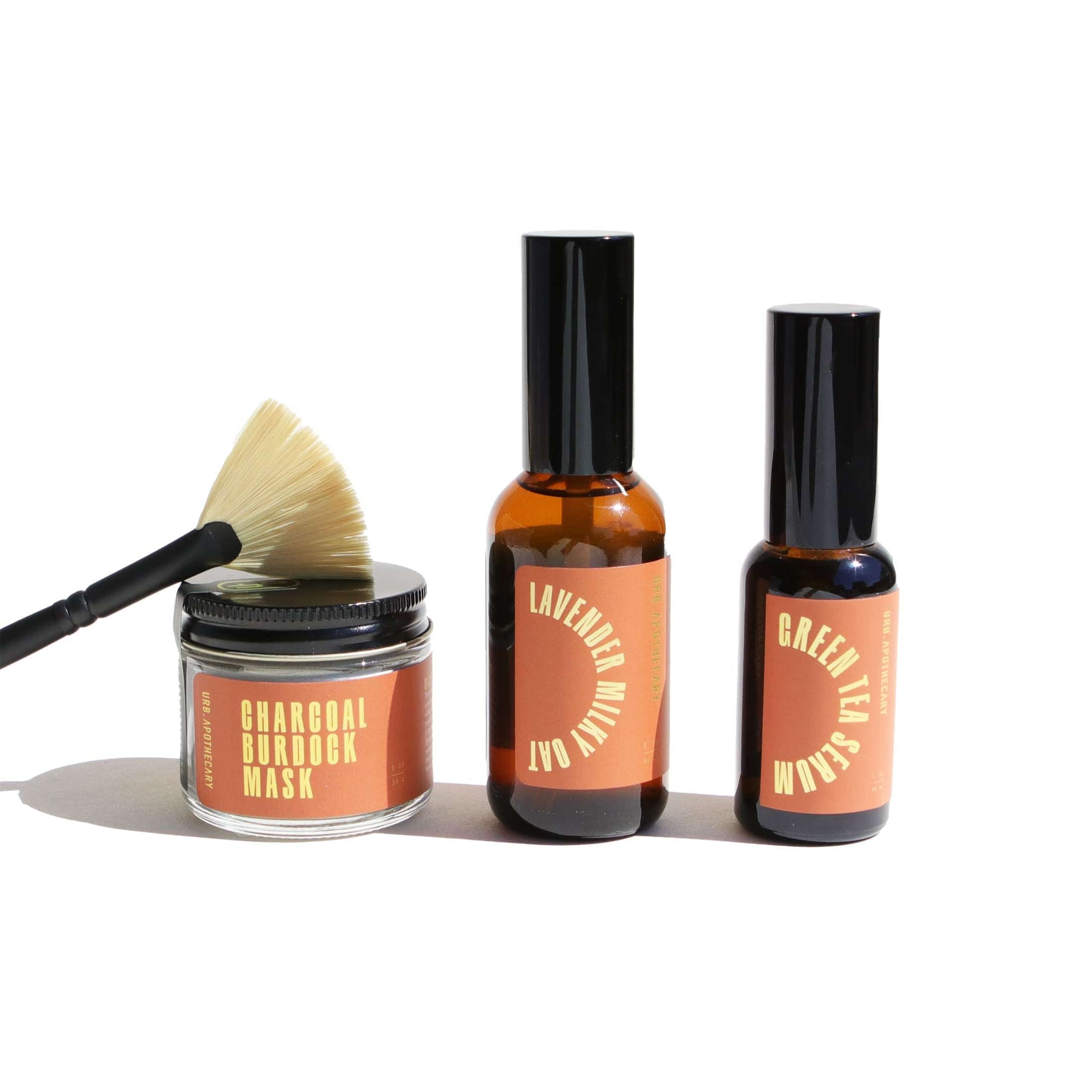 URB APOTHECARY FACE MASK Full Size / Charcoal Burdock Mask / Green Tea Hemp Face Serum Facial Spa Bundle