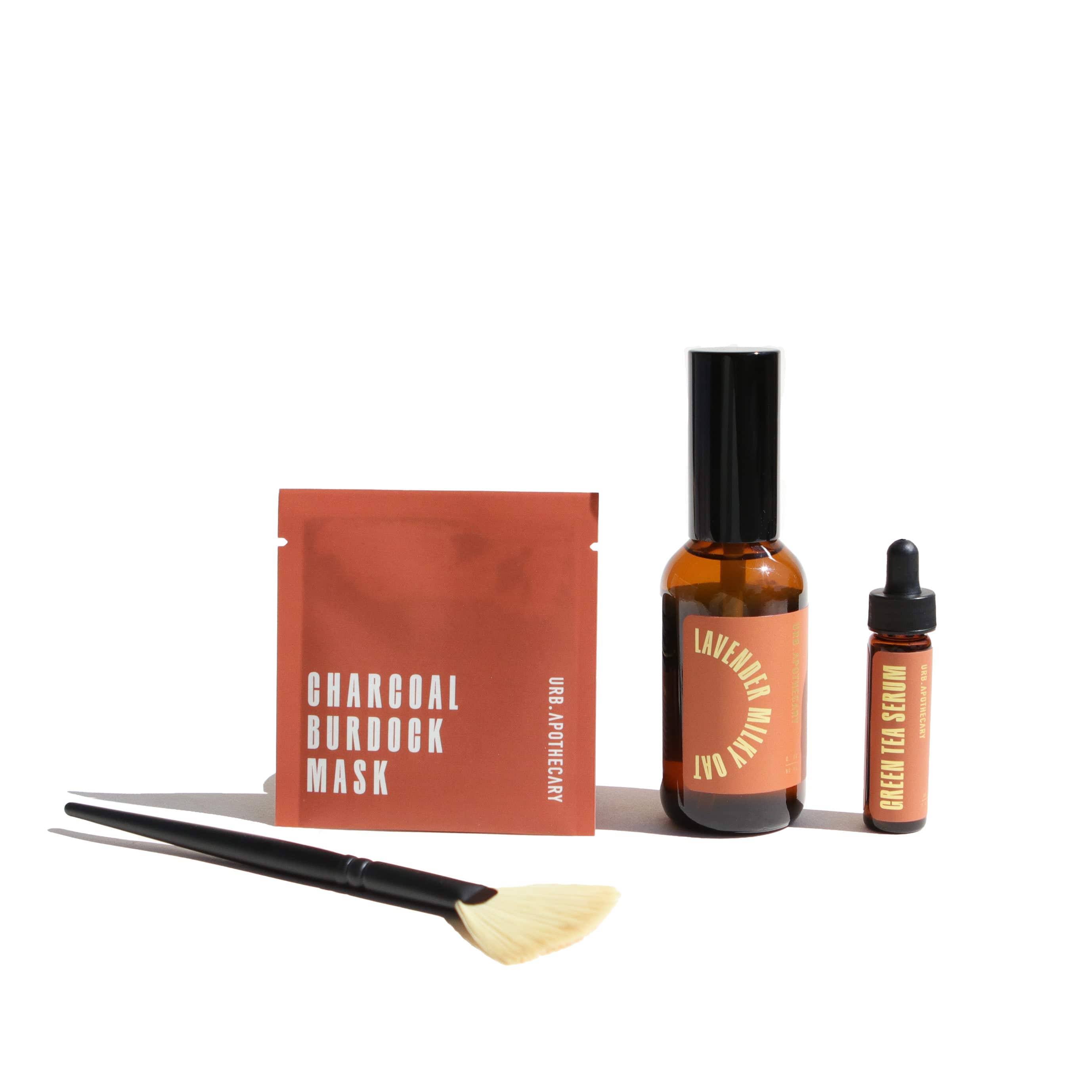 URB APOTHECARY FACE MASK Travel Size / Charcoal Burdock Mask / Green Tea Hemp Face Serum Facial Spa Bundle