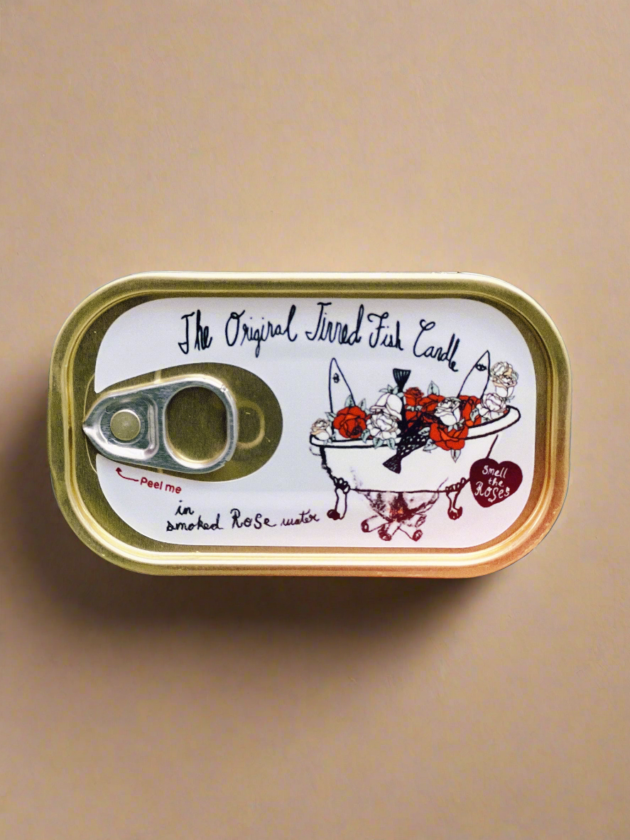 Tinned Fish Candle - Smoked Rose Water (Roses and Campfire Scented) - My American Goods