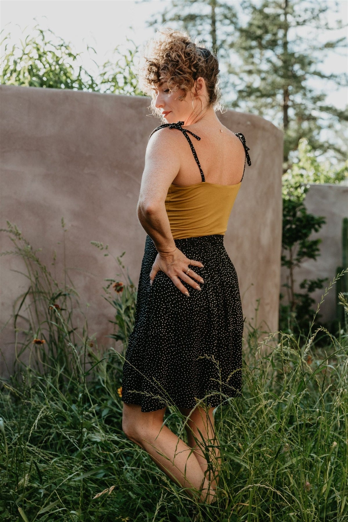 Field Day Skirt Rah Rah Skirt in Black Polka Dot Challis