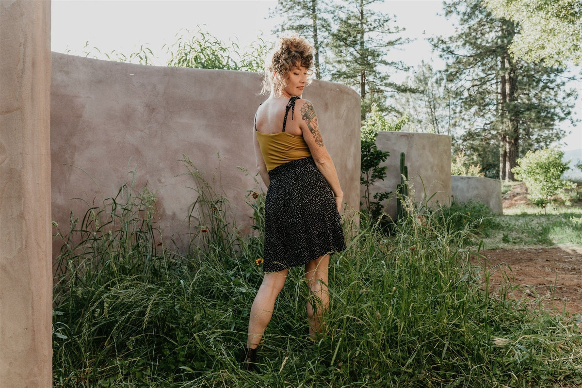Field Day Skirt Rah Rah Skirt in Black Polka Dot Challis