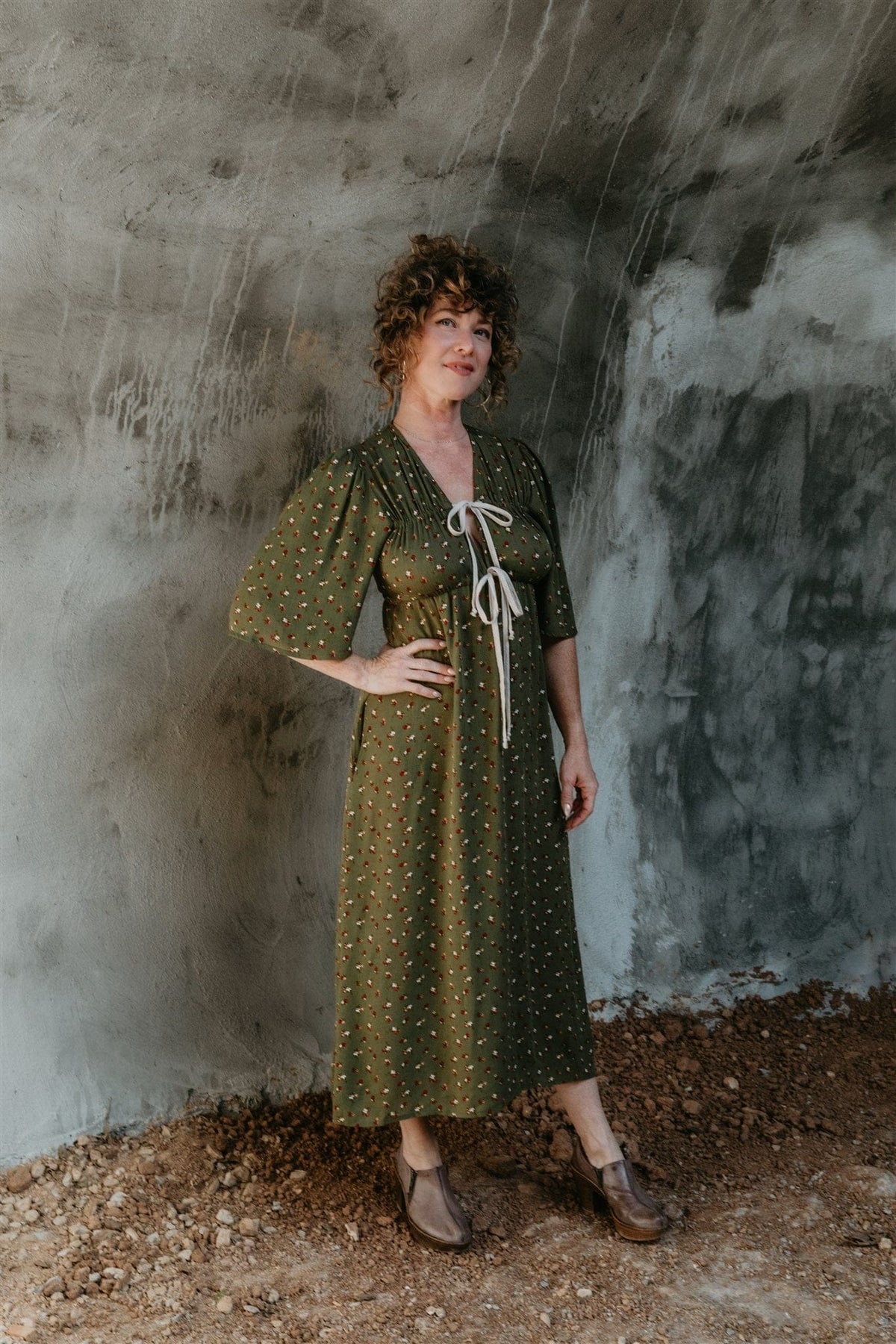 Field Day Dress Tyrah Dress in Green Floral Calico Crepe