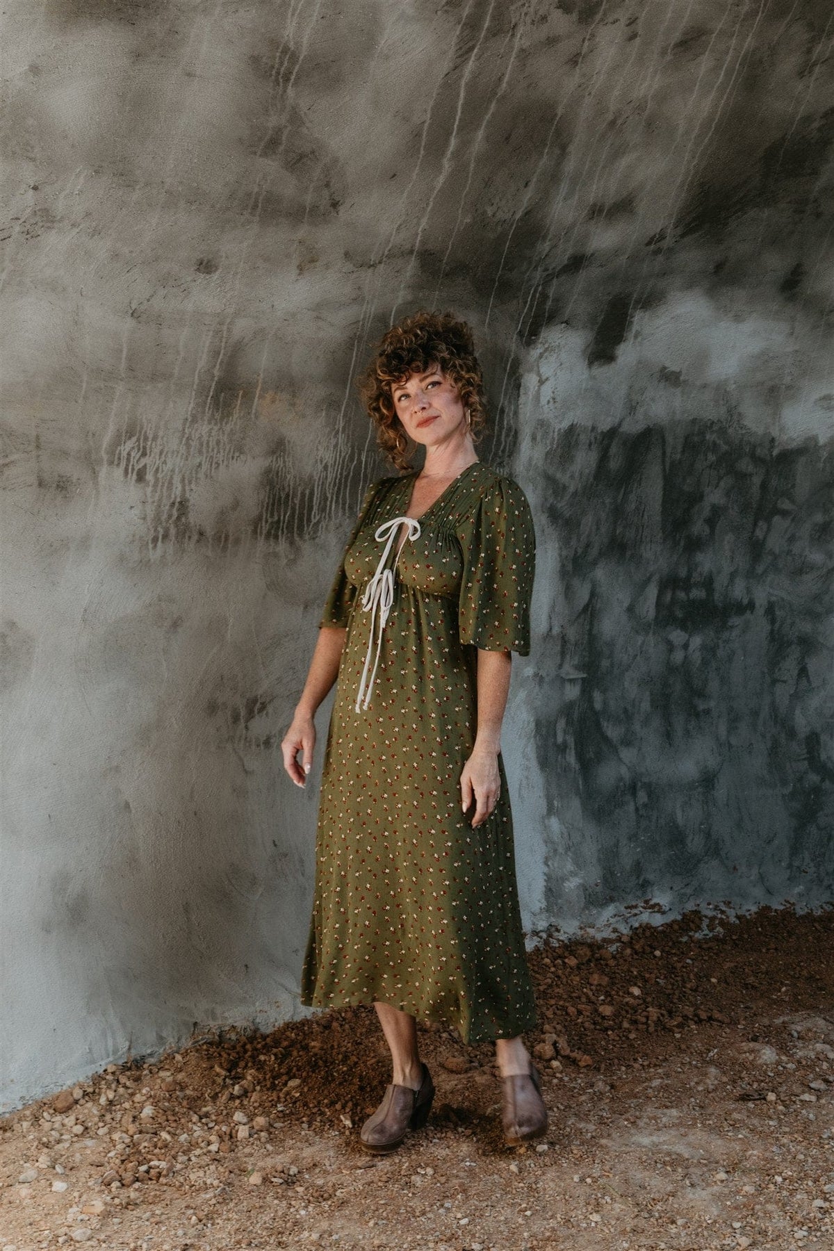 Field Day Dress Tyrah Dress in Green Floral Calico Crepe