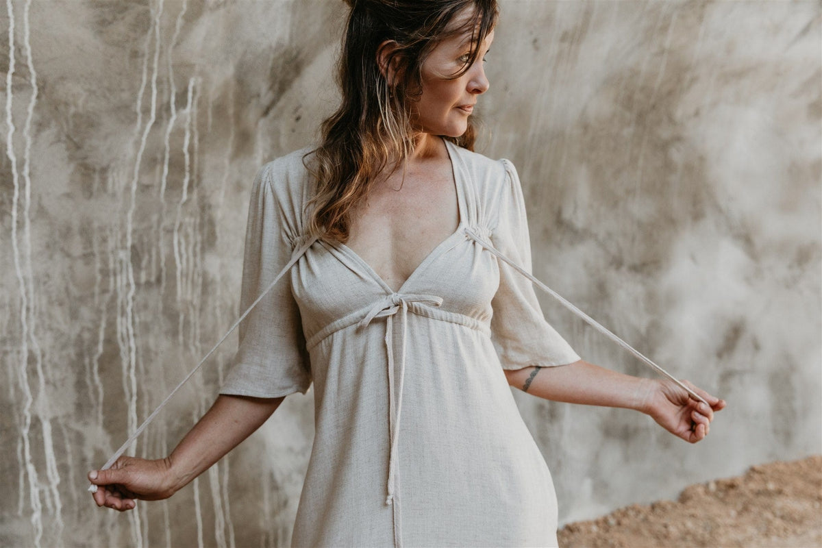 Field Day Dress Tyrah Dress in Oat Linen