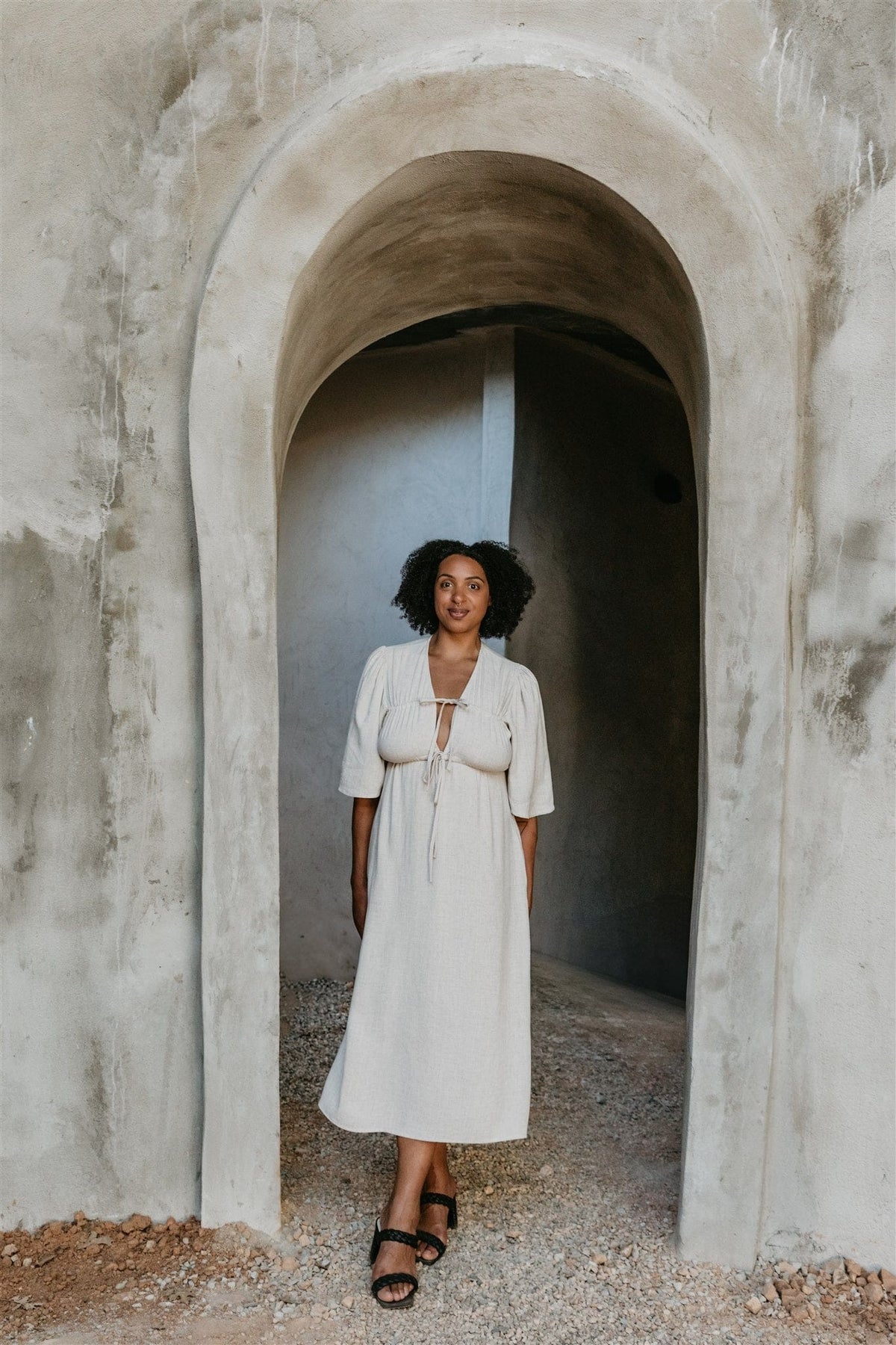 Field Day Dress Tyrah Dress in Oat Linen