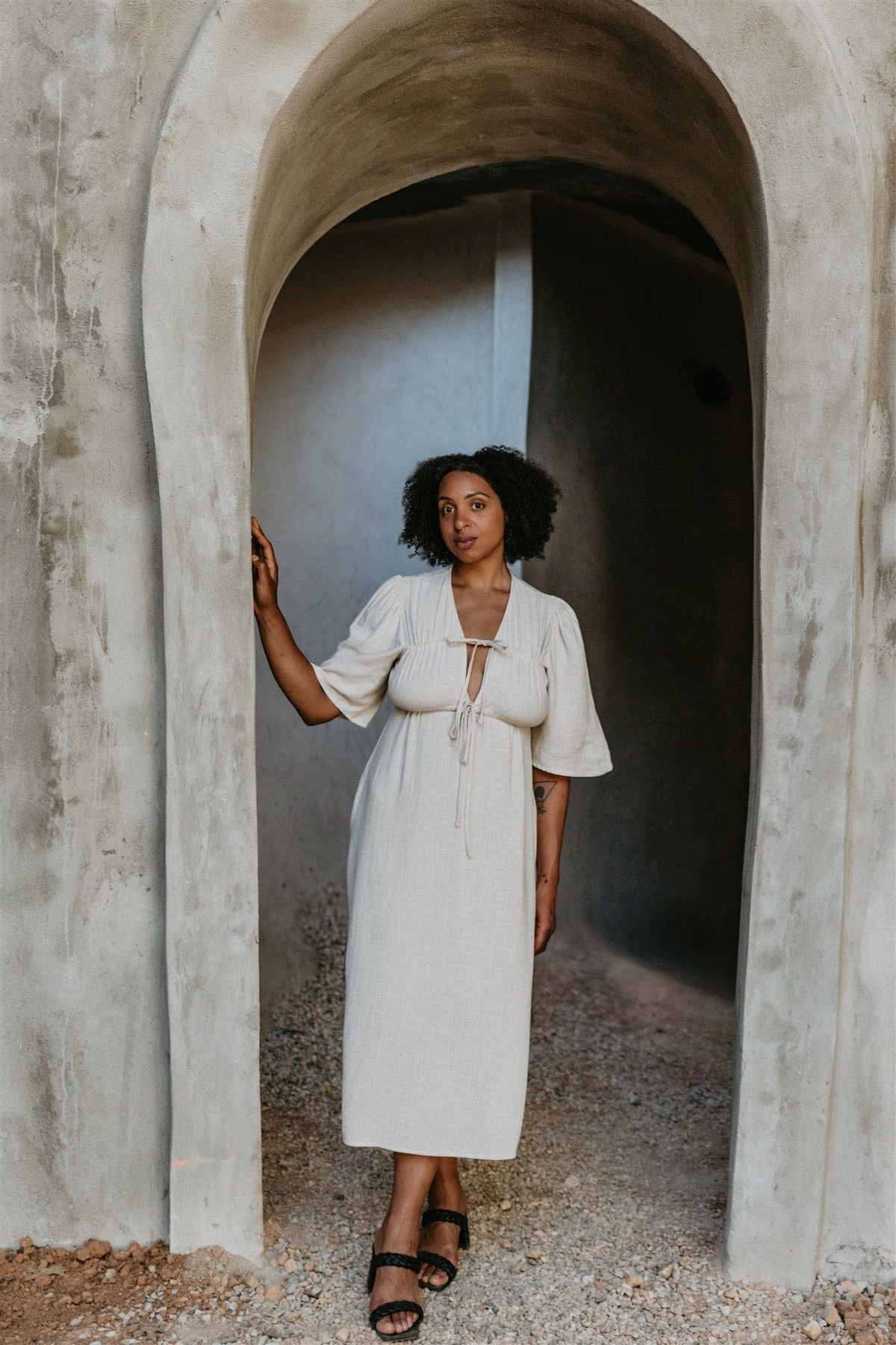 Field Day Dress Tyrah Dress in Oat Linen