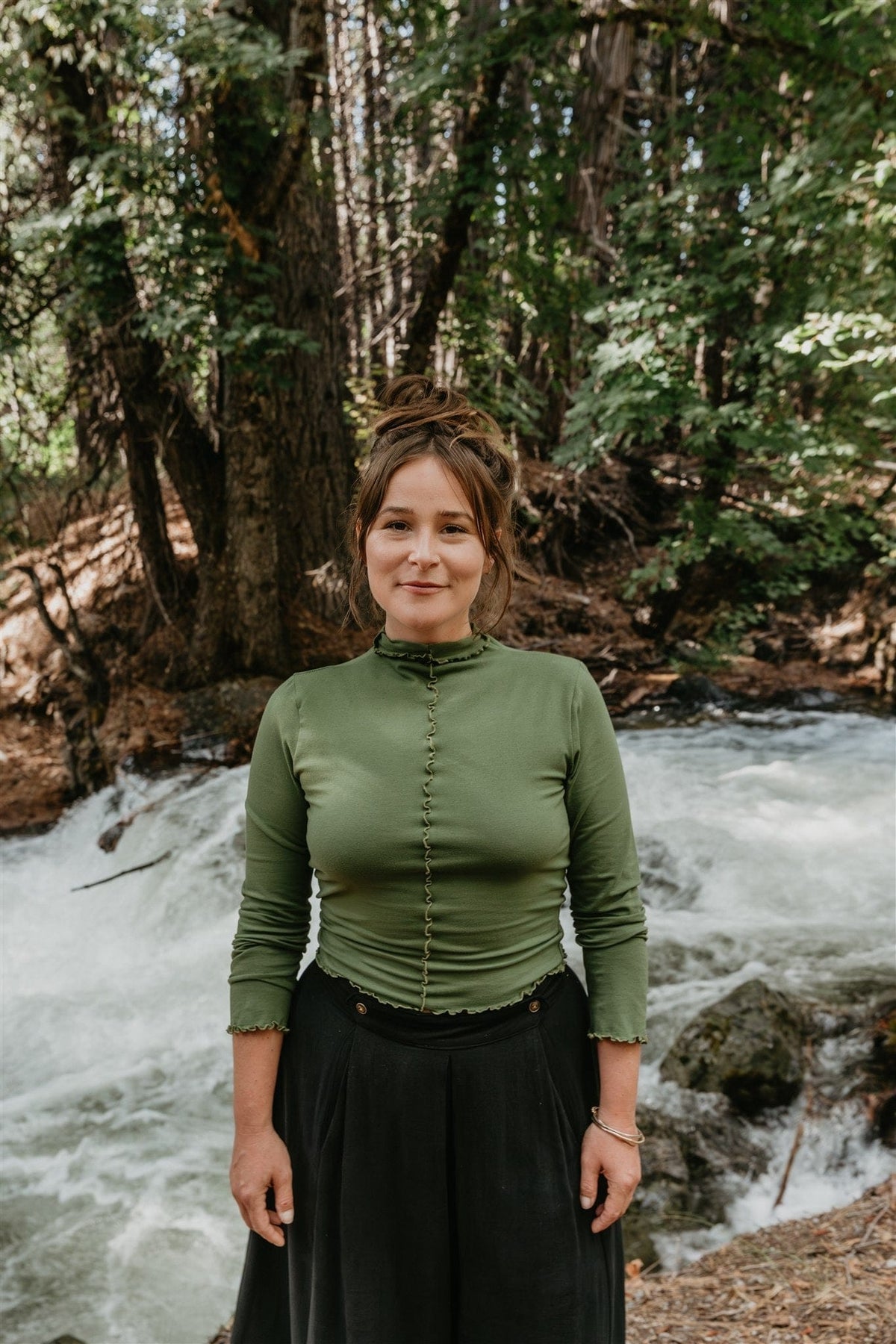 Field Day Top Wavy top in Olive Knit