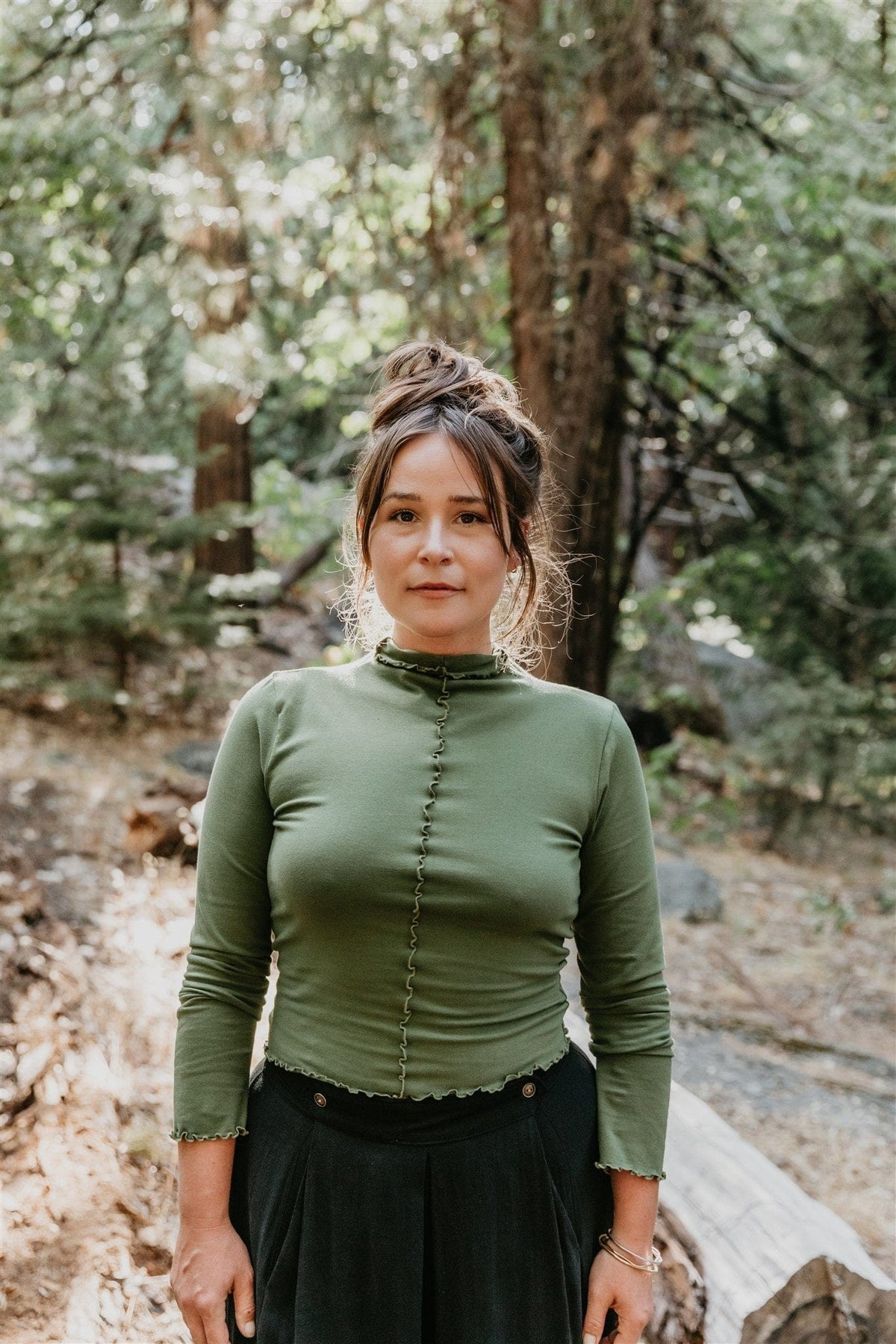 Field Day Top Wavy top in Olive Knit