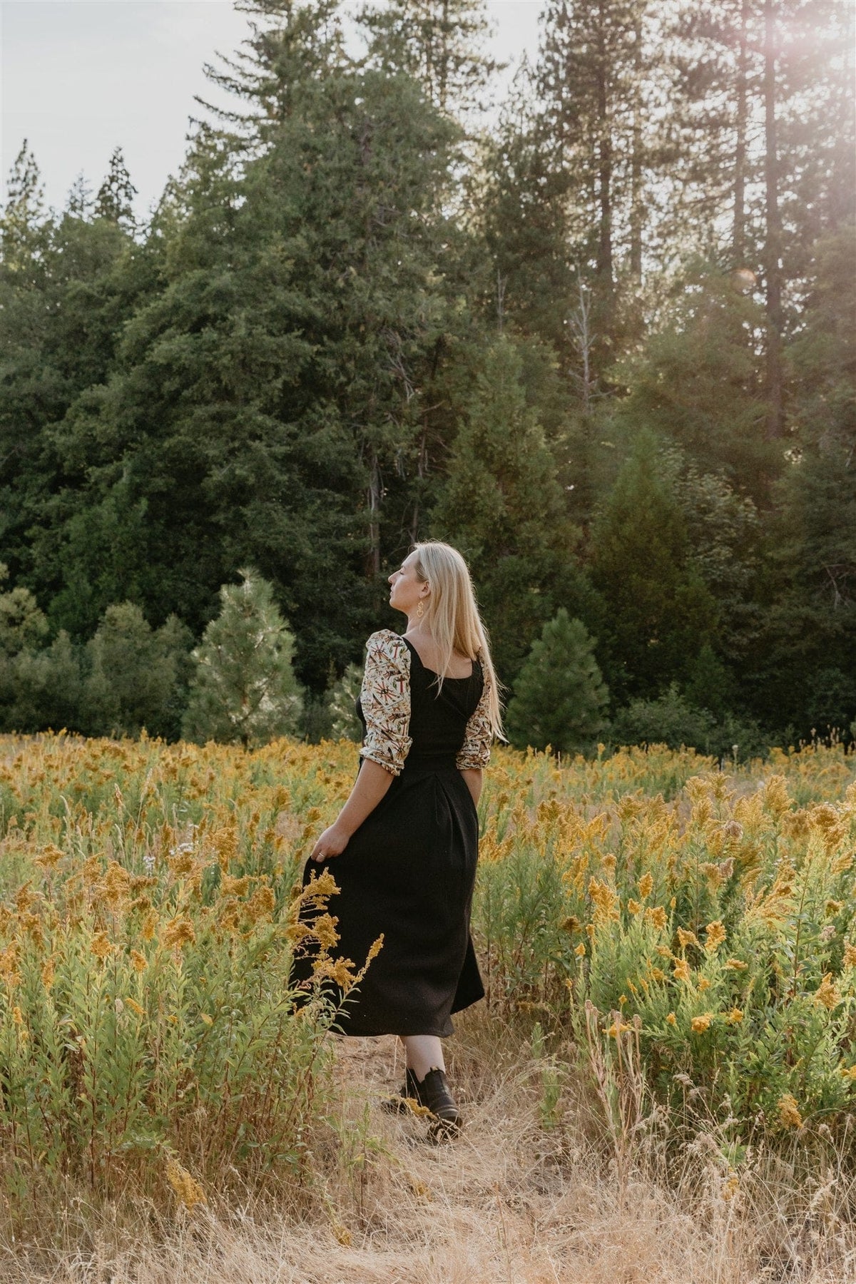 Field Day Top Elizabeth Top in Black on Tarot Cotton