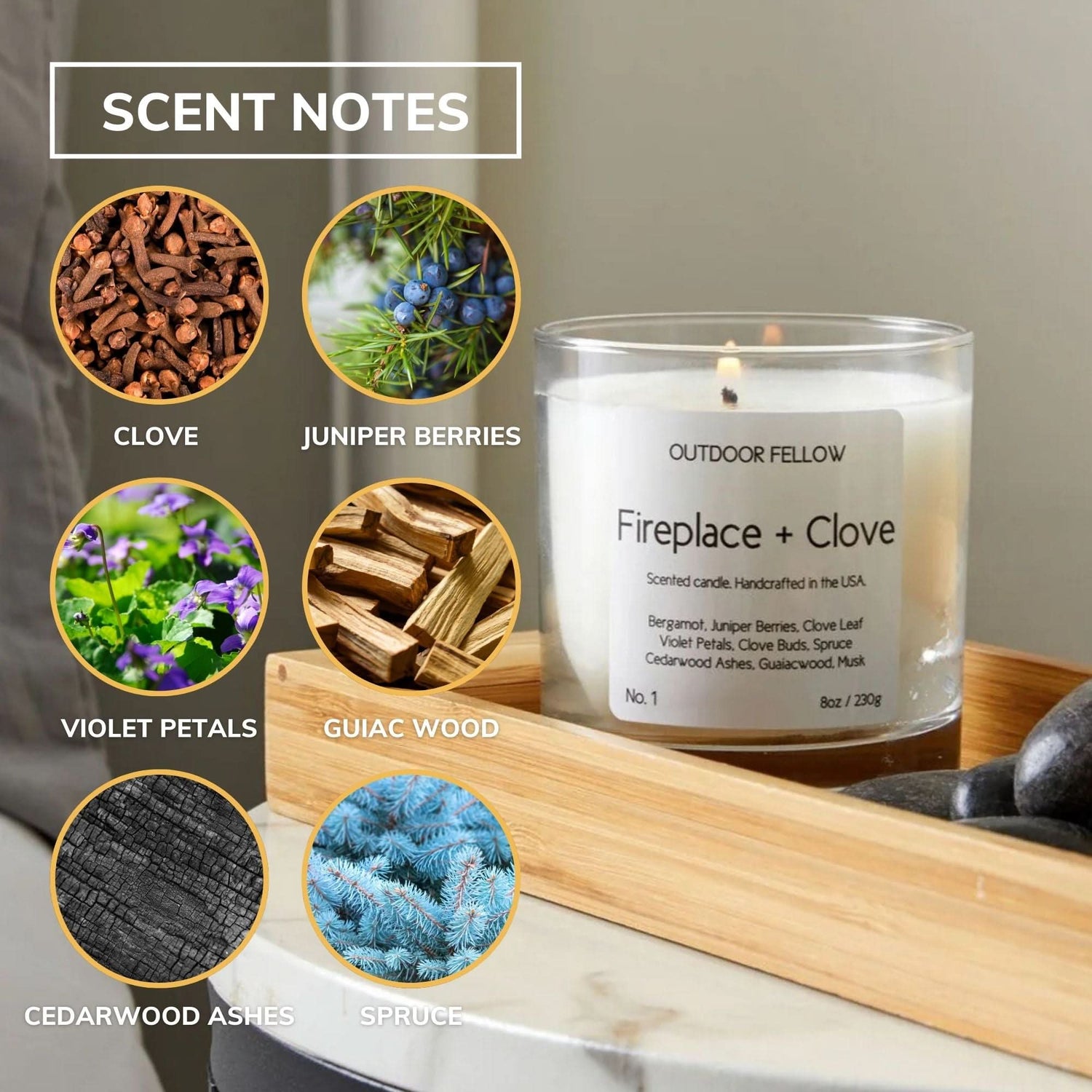 Fireplace and Clove Scented Candle - My American Goods