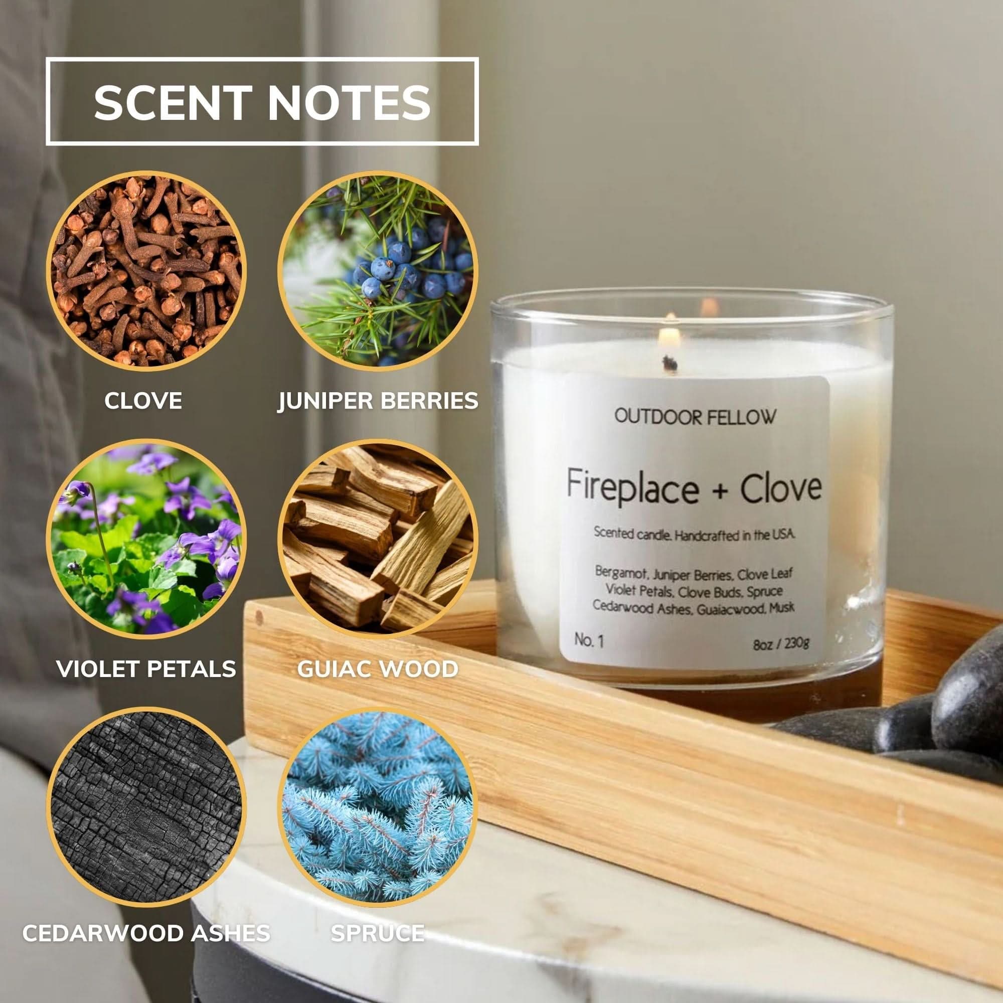 Fireplace and Clove Scented Candle - My American Goods