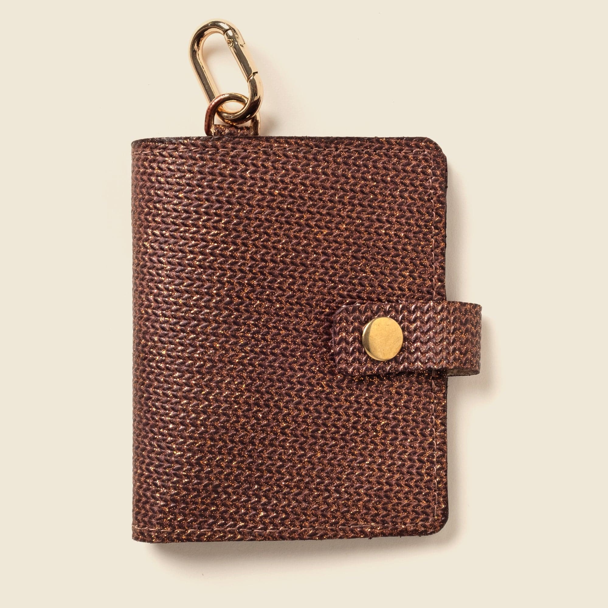 CASUPO Small Bifold Wallet with Snap and Key Ring - Bronze Glow