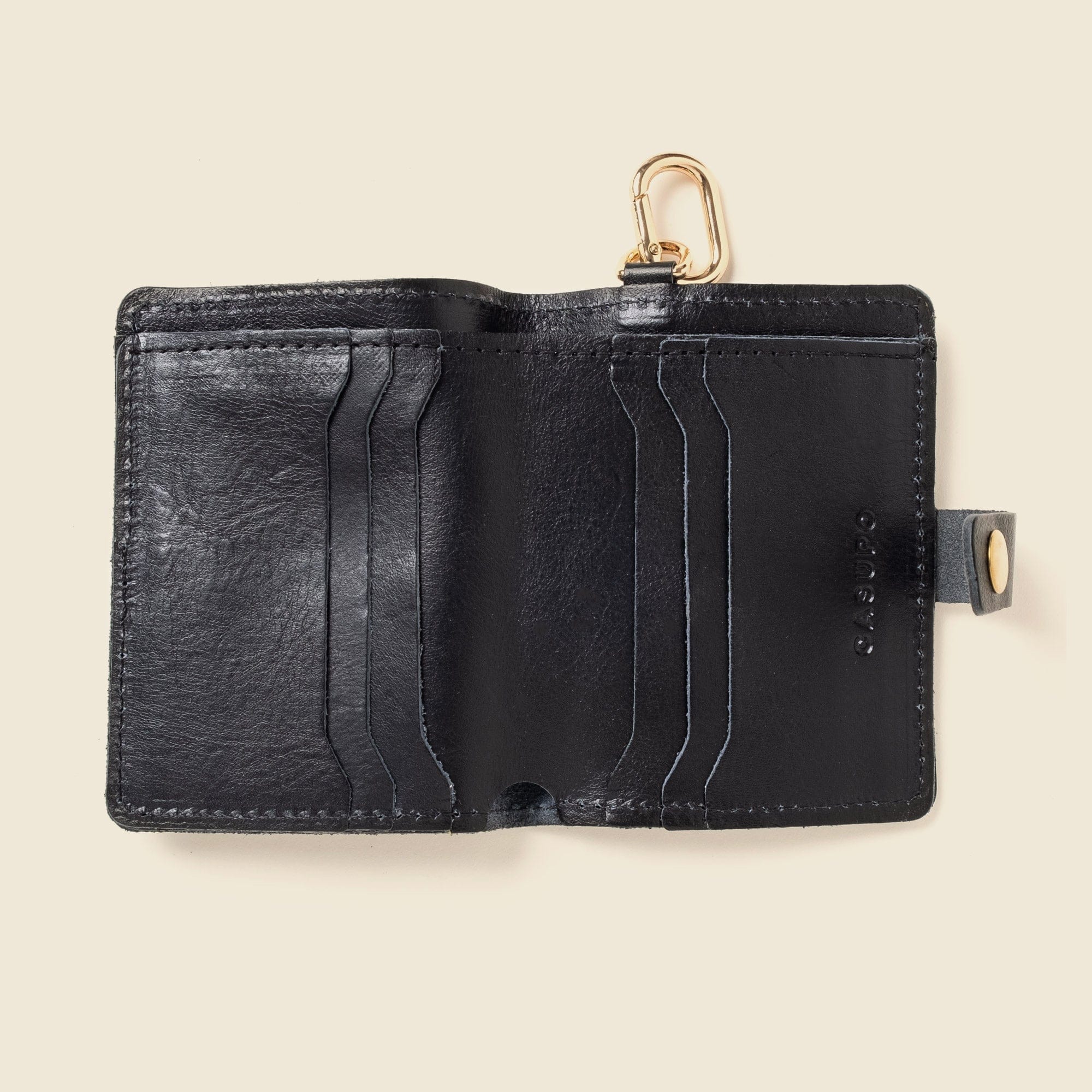 CASUPO Small Bifold Wallet with Snap and Key Ring - Black