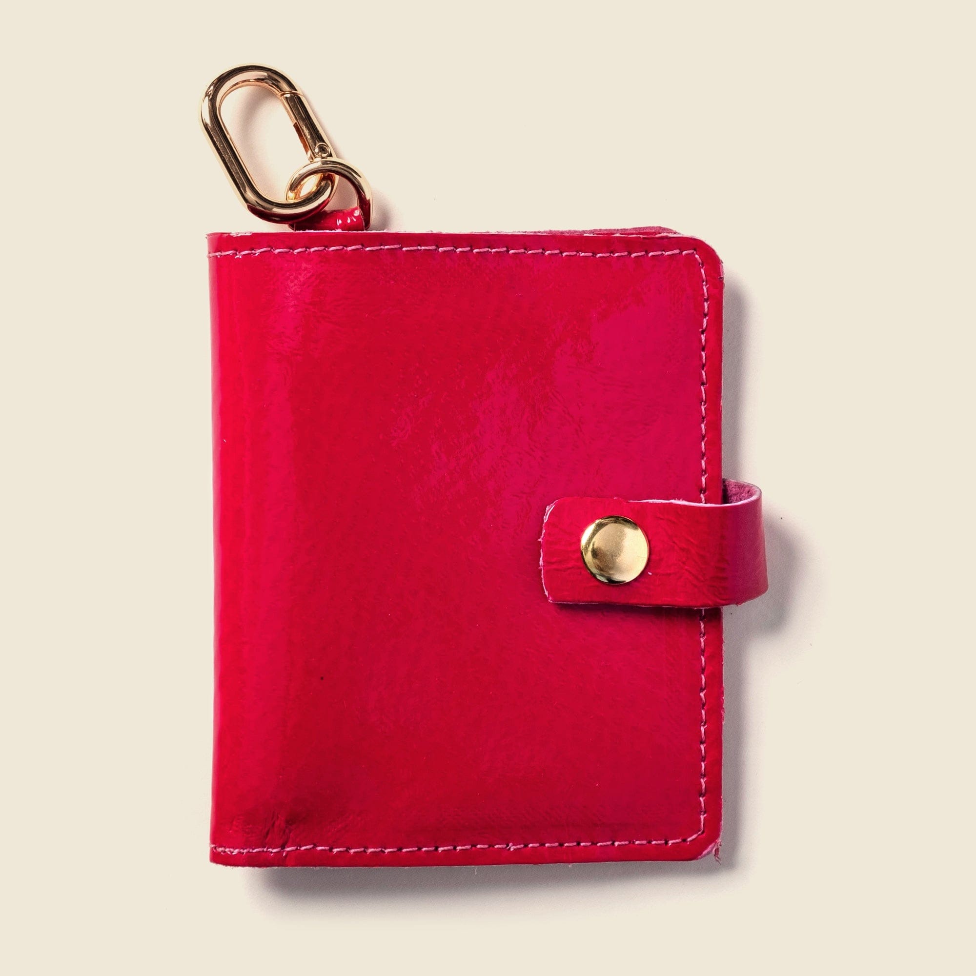 CASUPO Small Bifold Wallet with Snap and Key Ring - Hot Pink