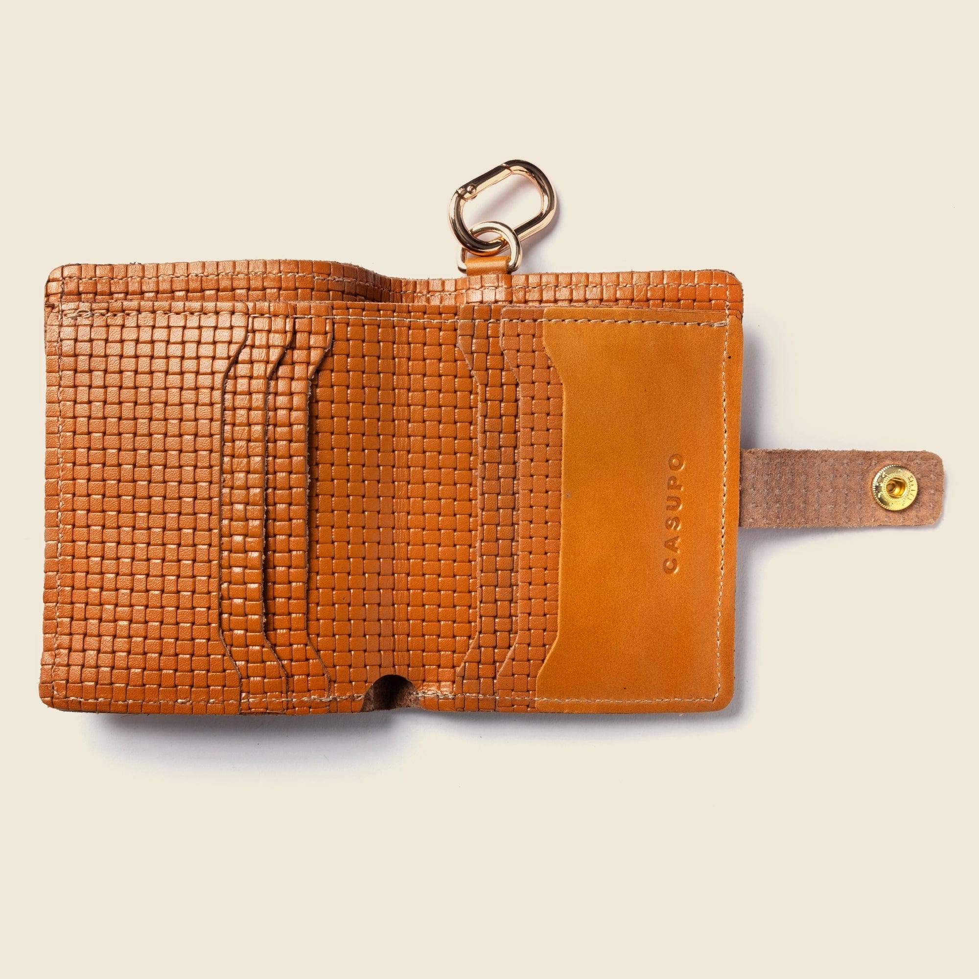 CASUPO Small Bifold Wallet with Snap and Key Ring - Tan Limited Edition