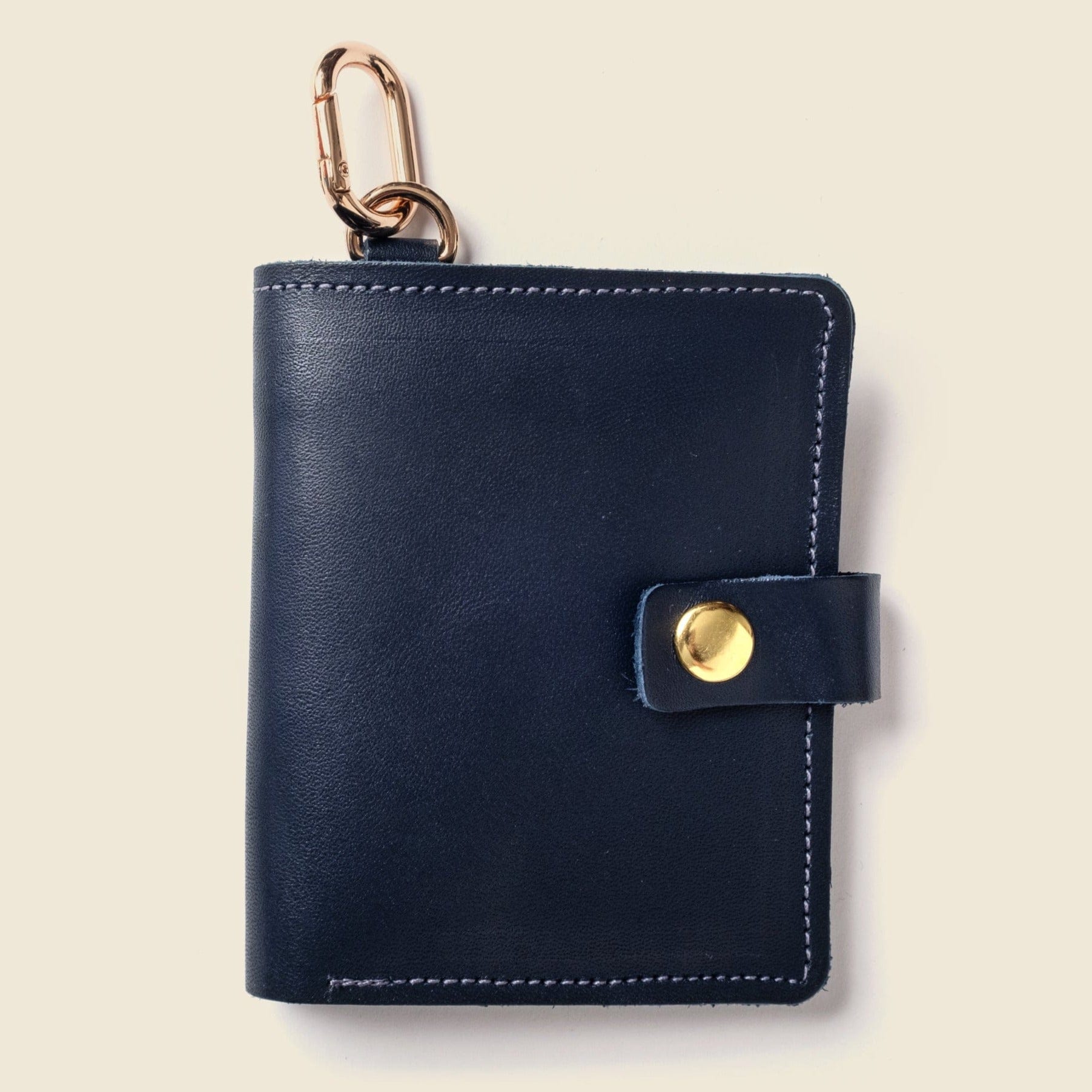 CASUPO Small Bifold Wallet with Snap and Key Ring - Navy