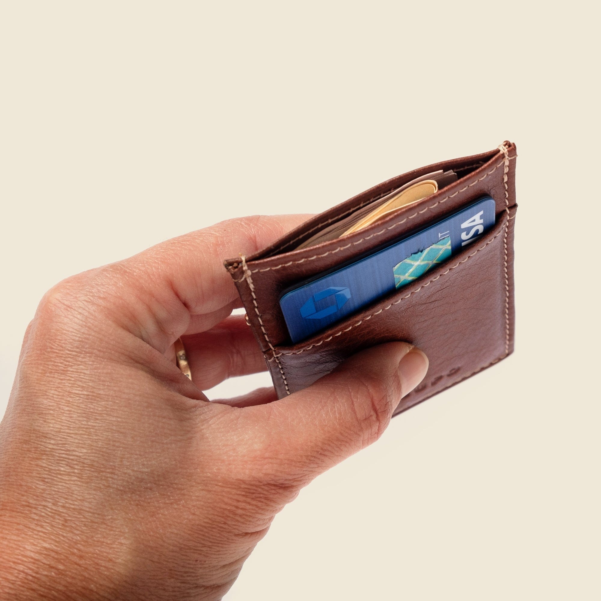 CASUPO Slim Card Holder Minimalist Wallet with RFID Protection - Chocolate