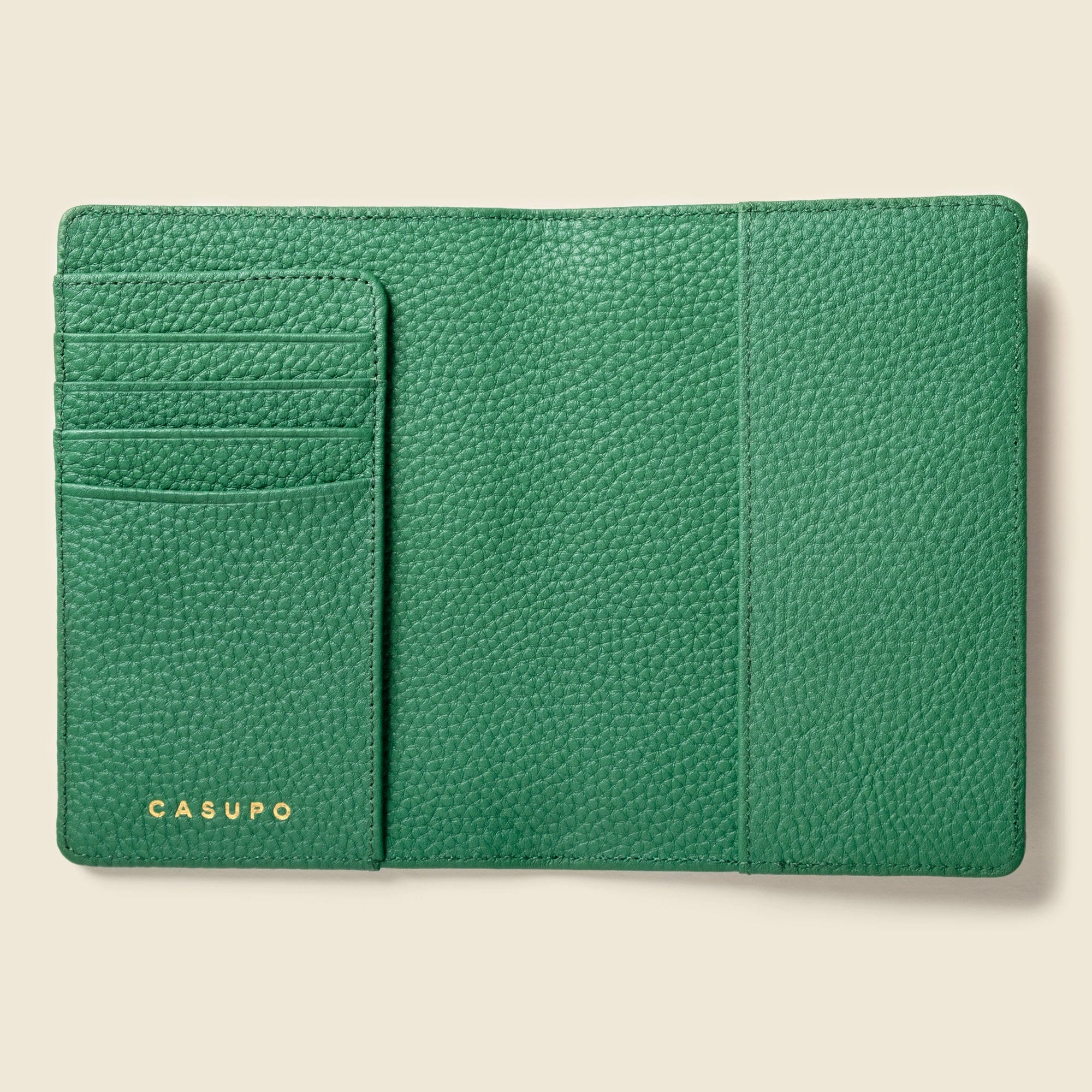 CASUPO Small Leather Goods Leather Passport Wallet with RFID - Green