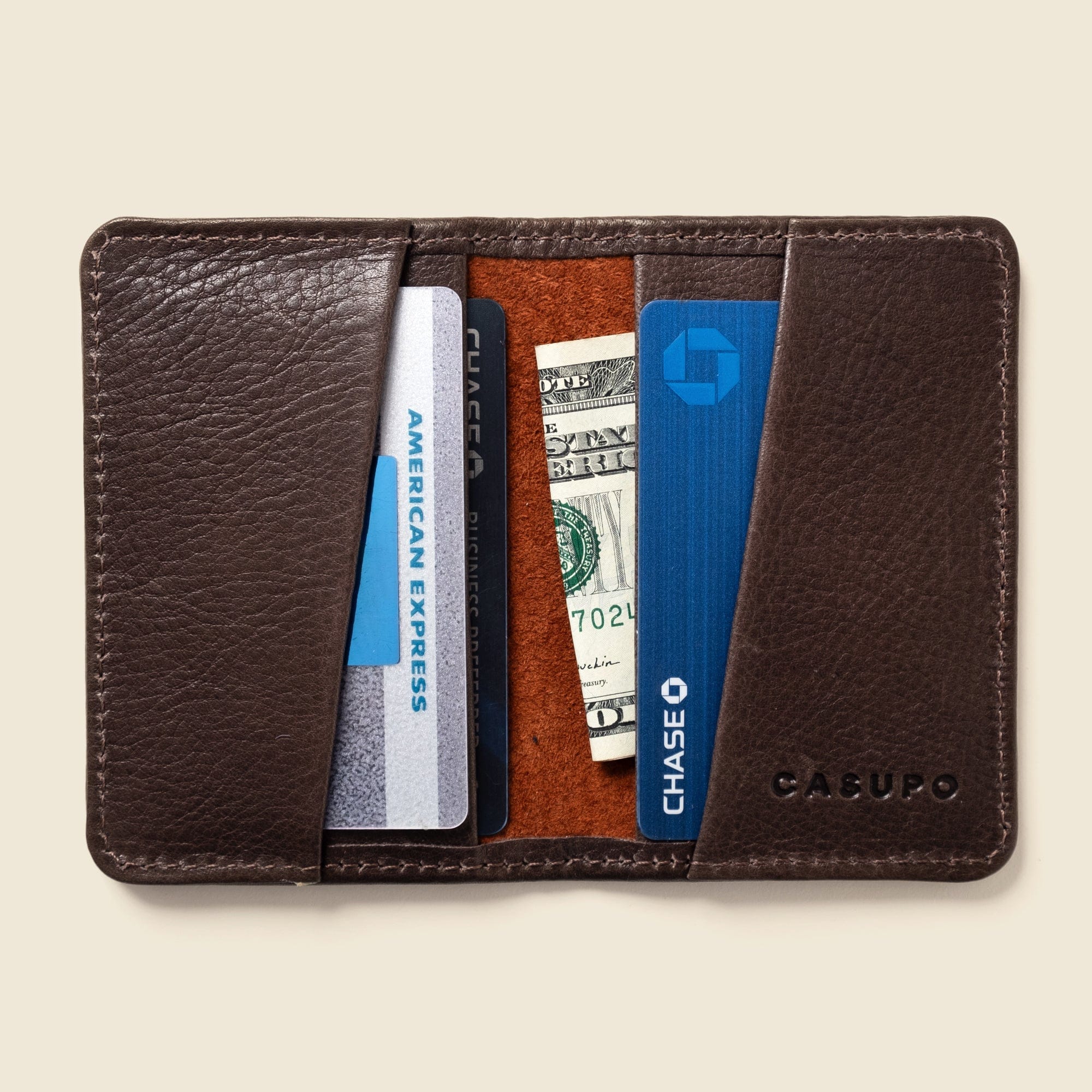 CASUPO Small Bifold Compact Bifold with RFID Protection - Brown