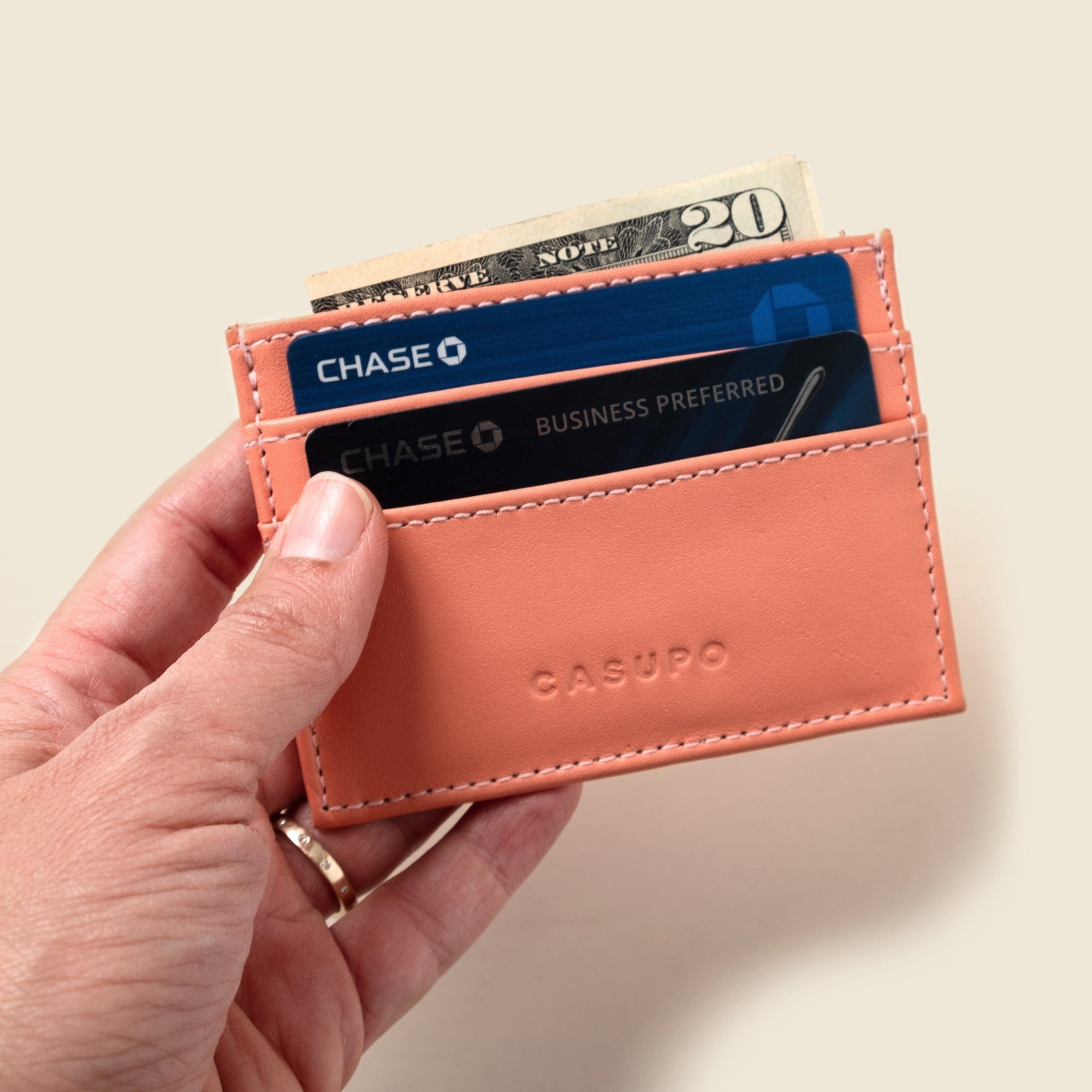 CASUPO Slim Card Holder Slim Card Holder Wallet With RFID Protection - Pink