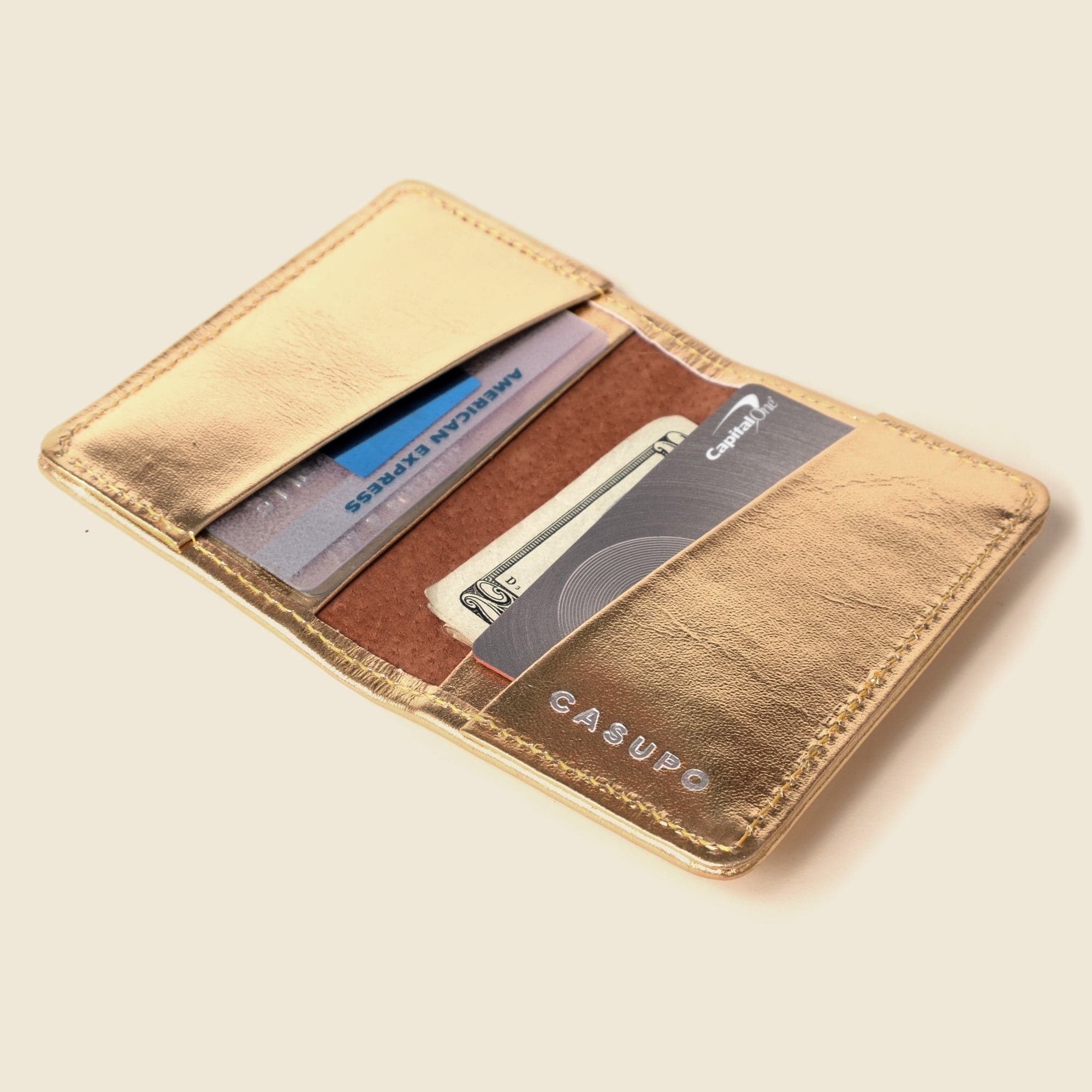 CASUPO Small Bifold Compact Bifold with RFID Protection - Gold