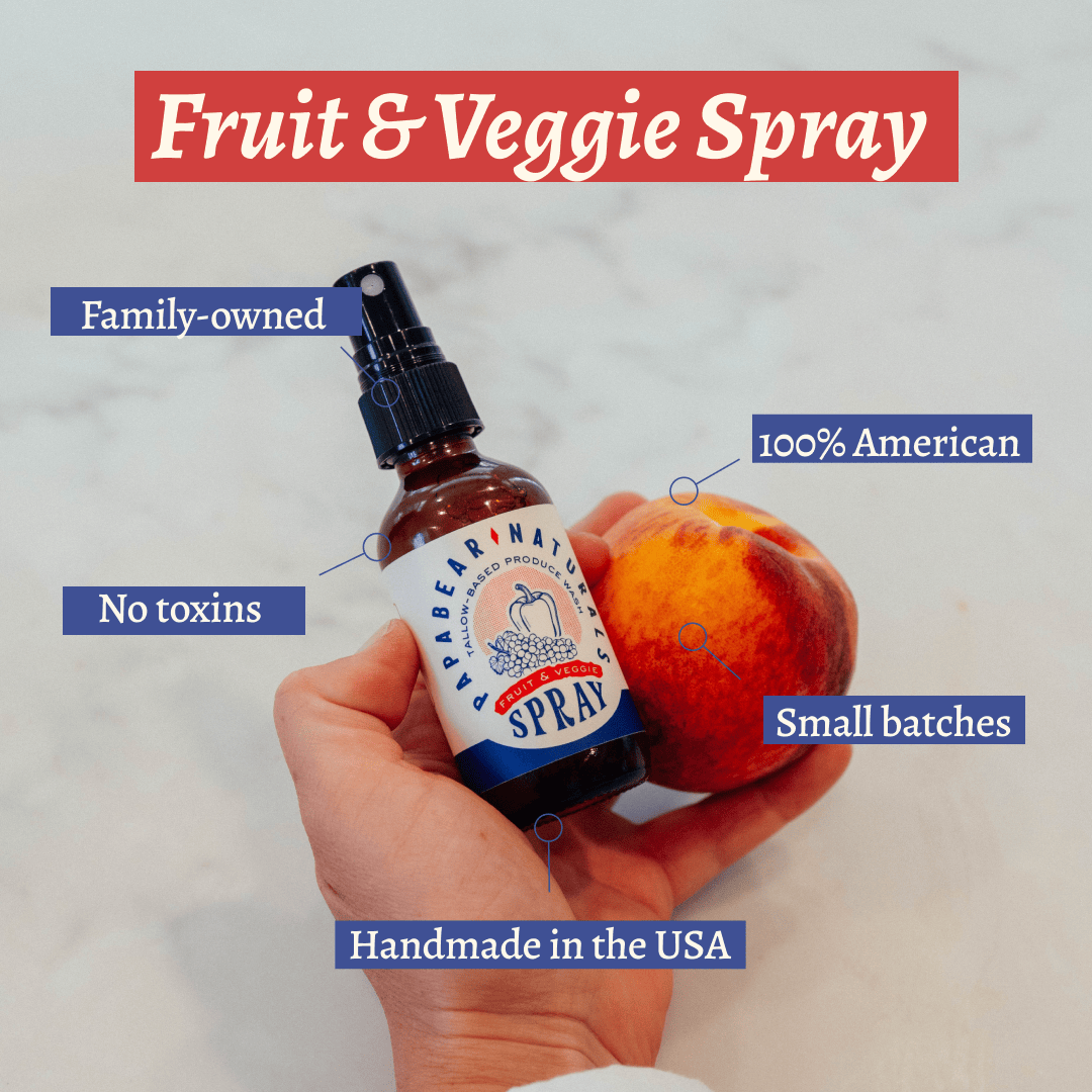 PapaBear Naturals Fruit & Veggie Spray - 8 oz (2 Pack)